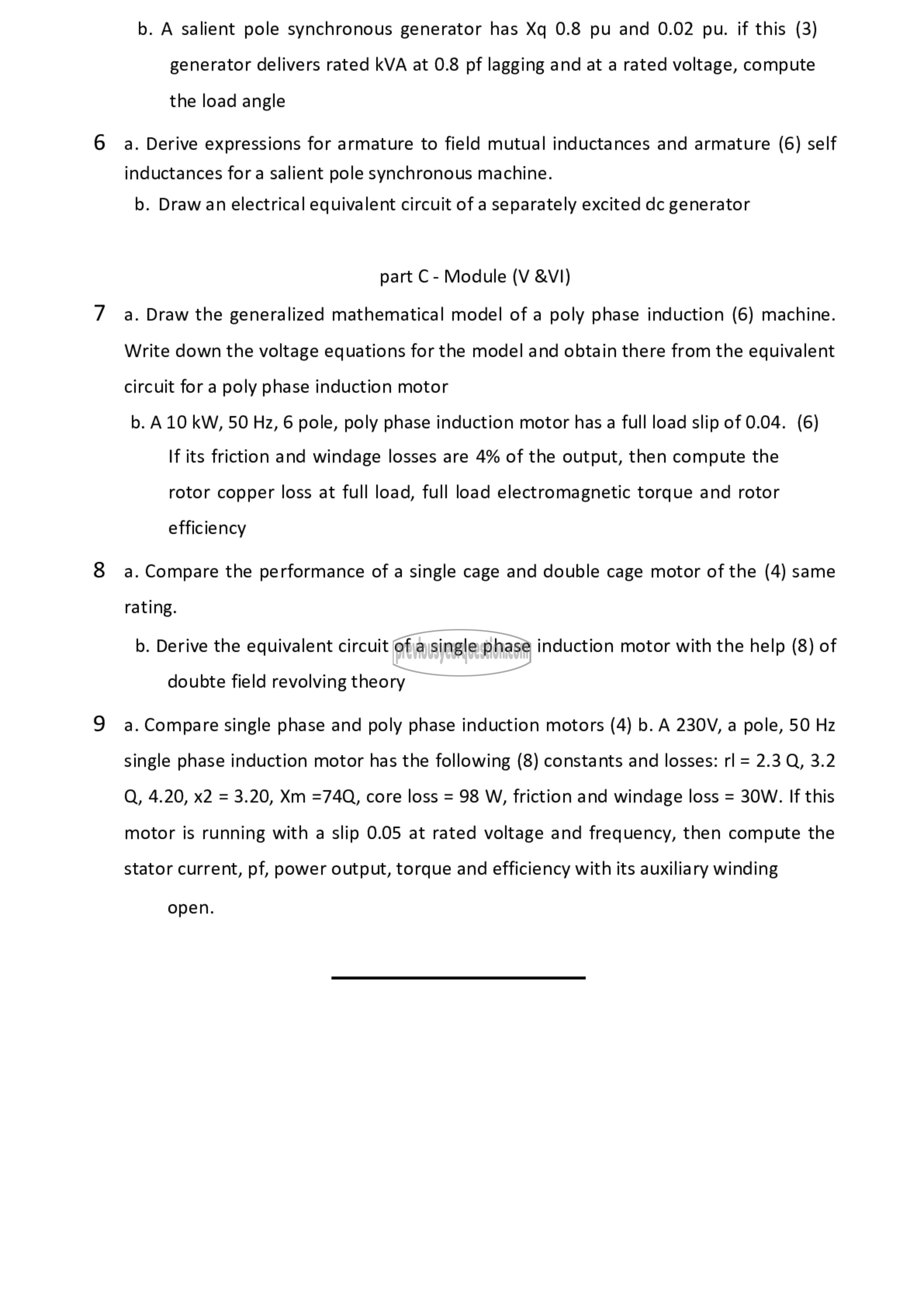 Question Paper - Modelling of Electrical Machines-2