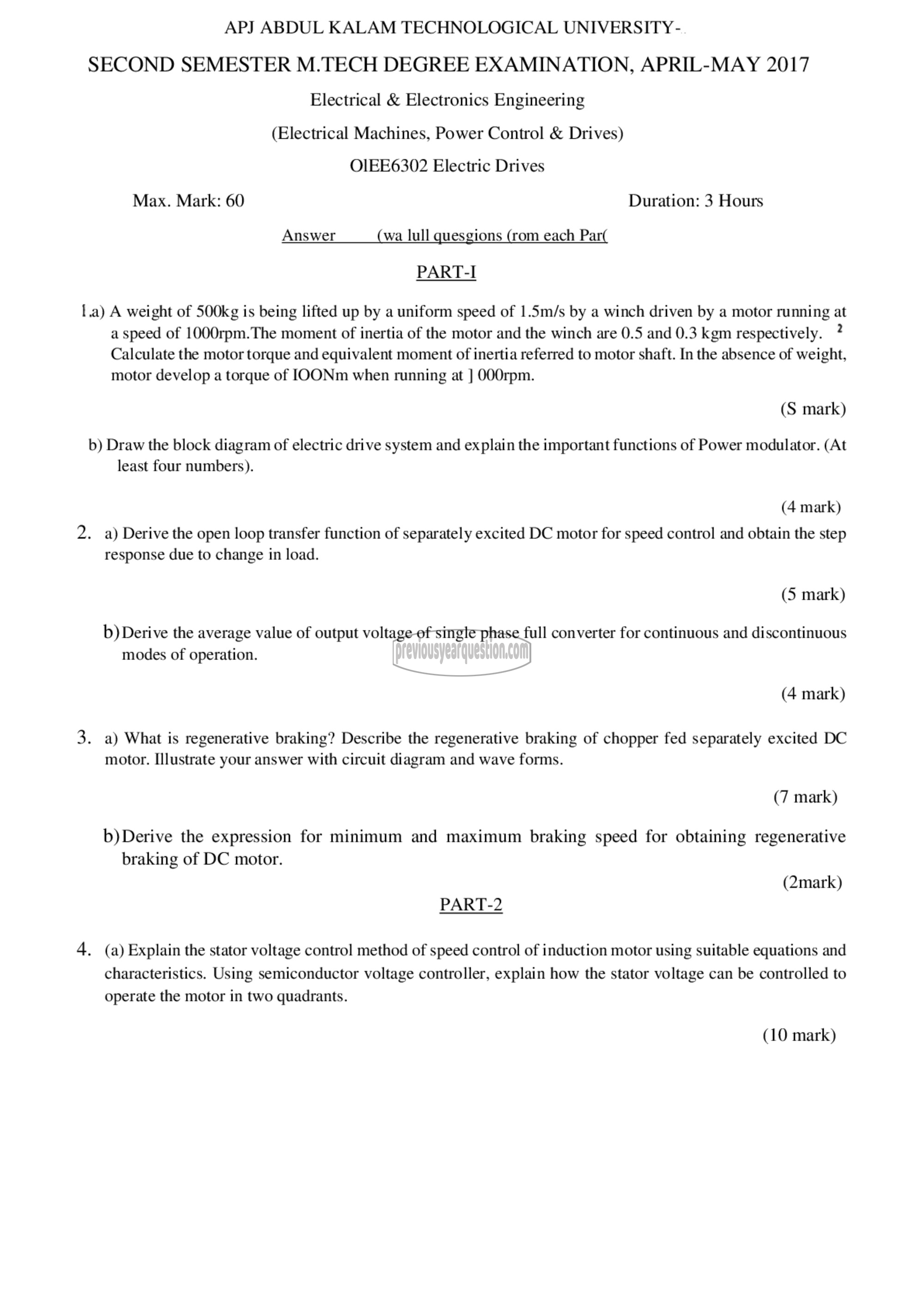 Question Paper - Electric Drives-1