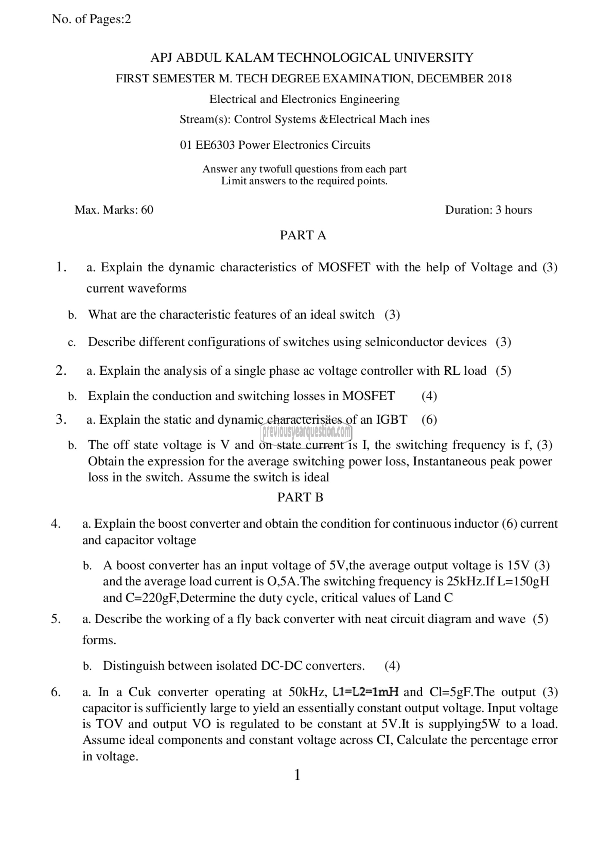 Question Paper - Power Electronic Circuits-1