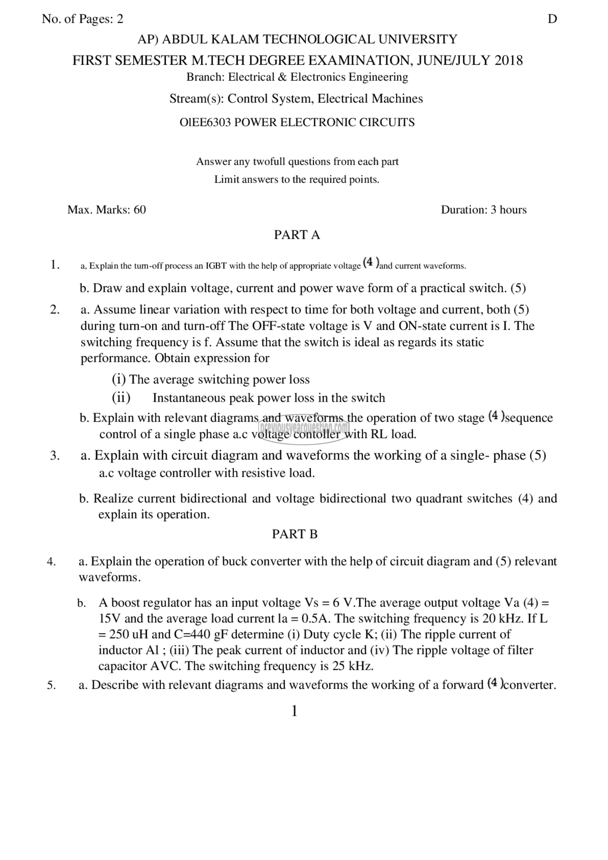 Question Paper - Power Electronic Circuits-1