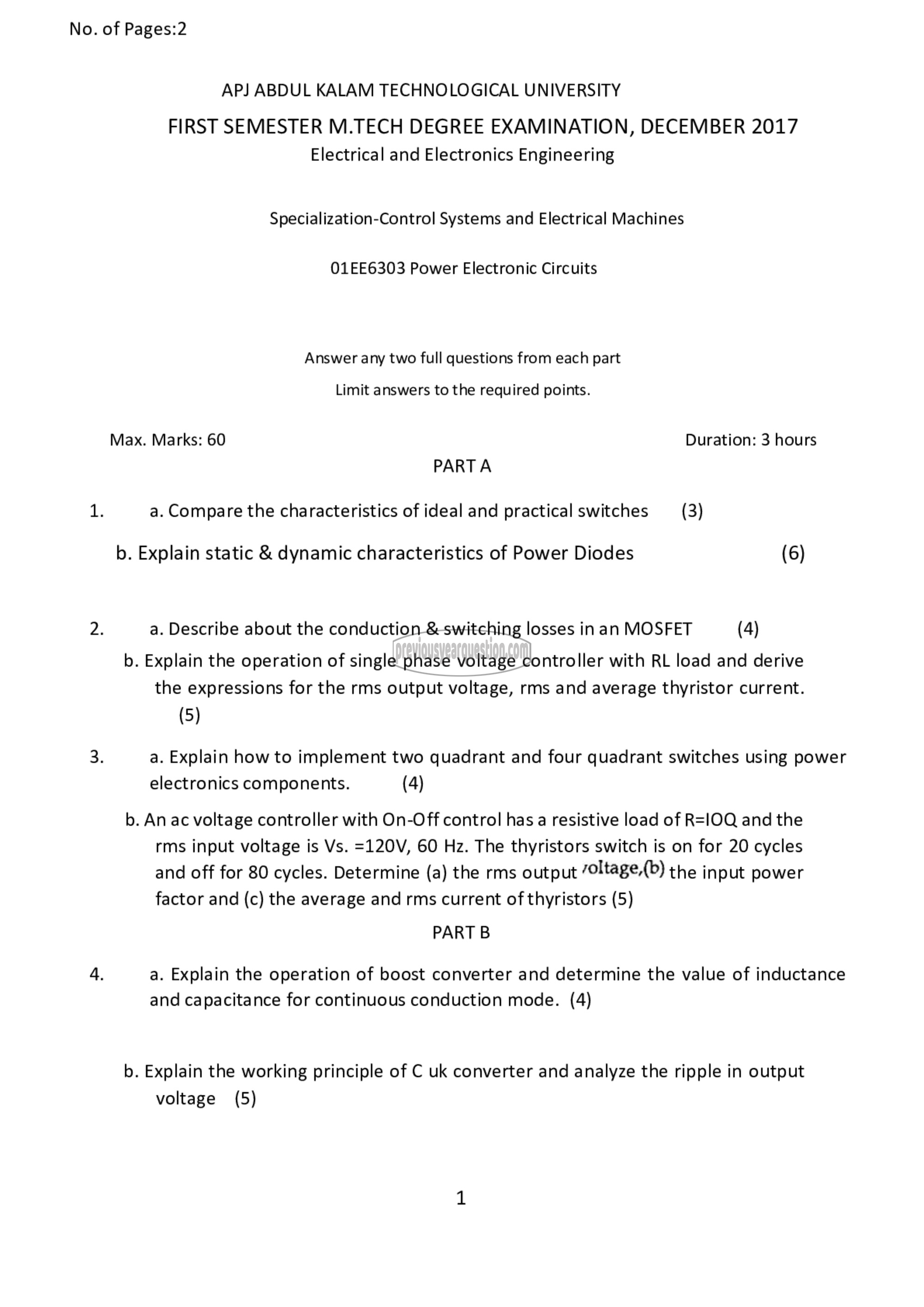 Question Paper - Power Electronic Circuits-1