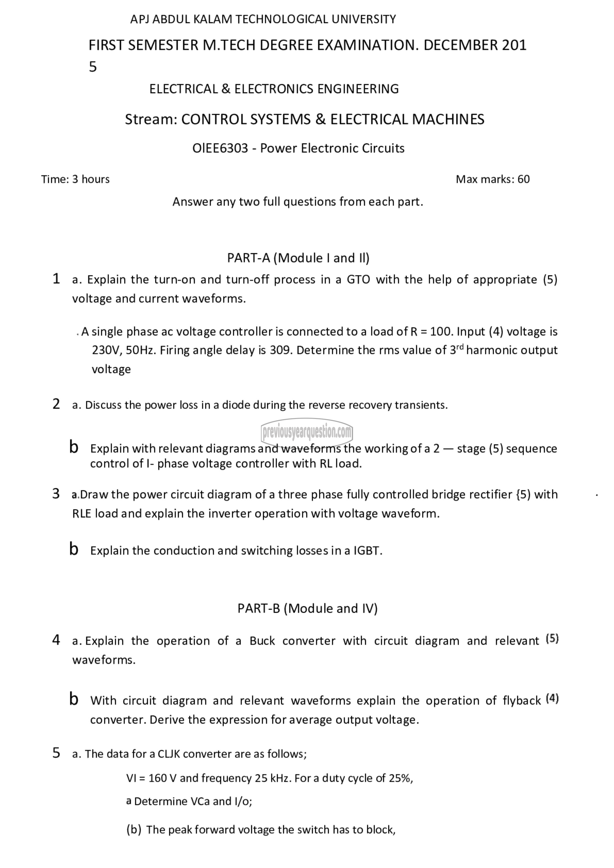 Question Paper - Power Electronic Circuits-1