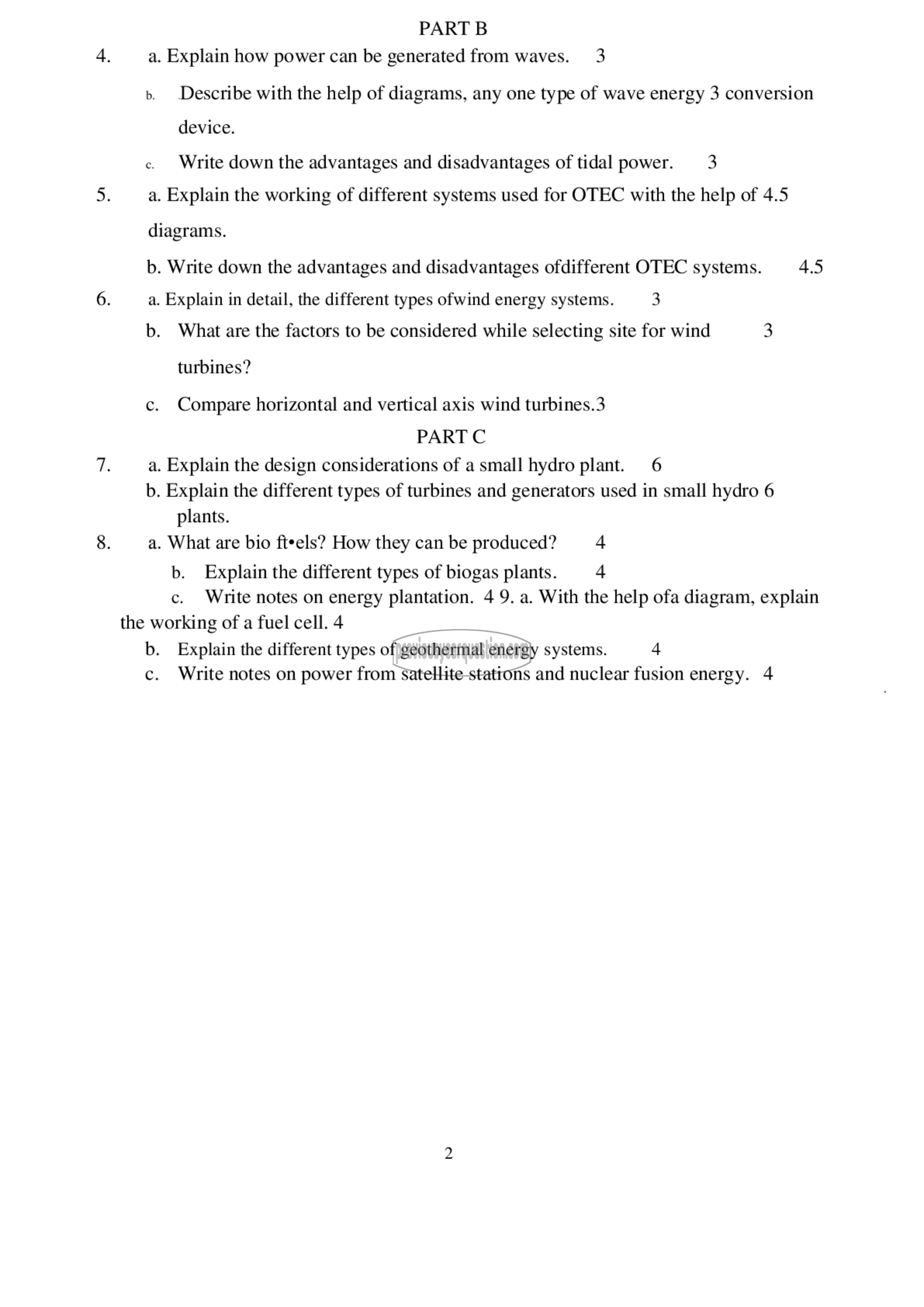 Question Paper - New and Renewable Sources of Energy-2