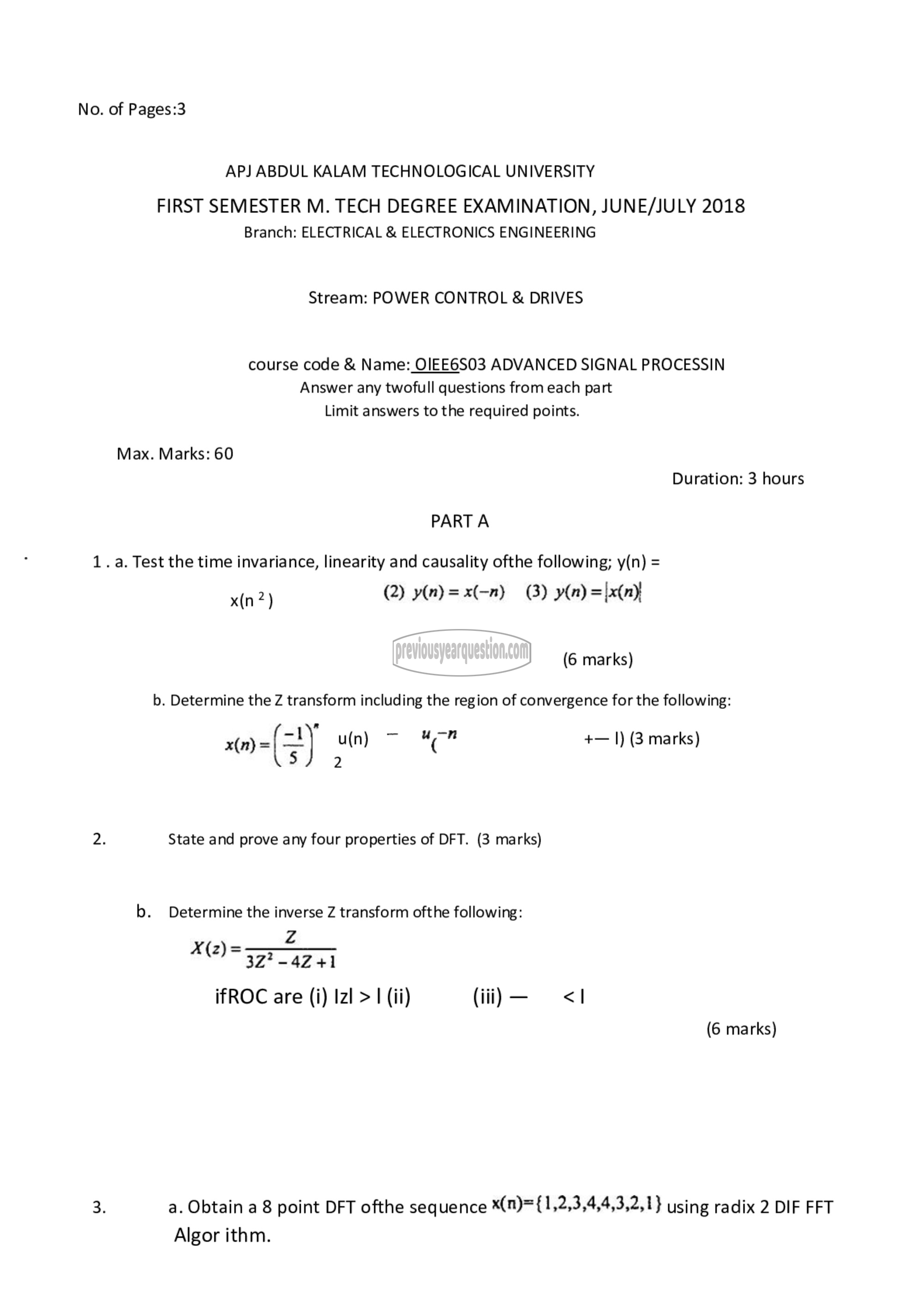 Question Paper - Advanced Signal Processing-1