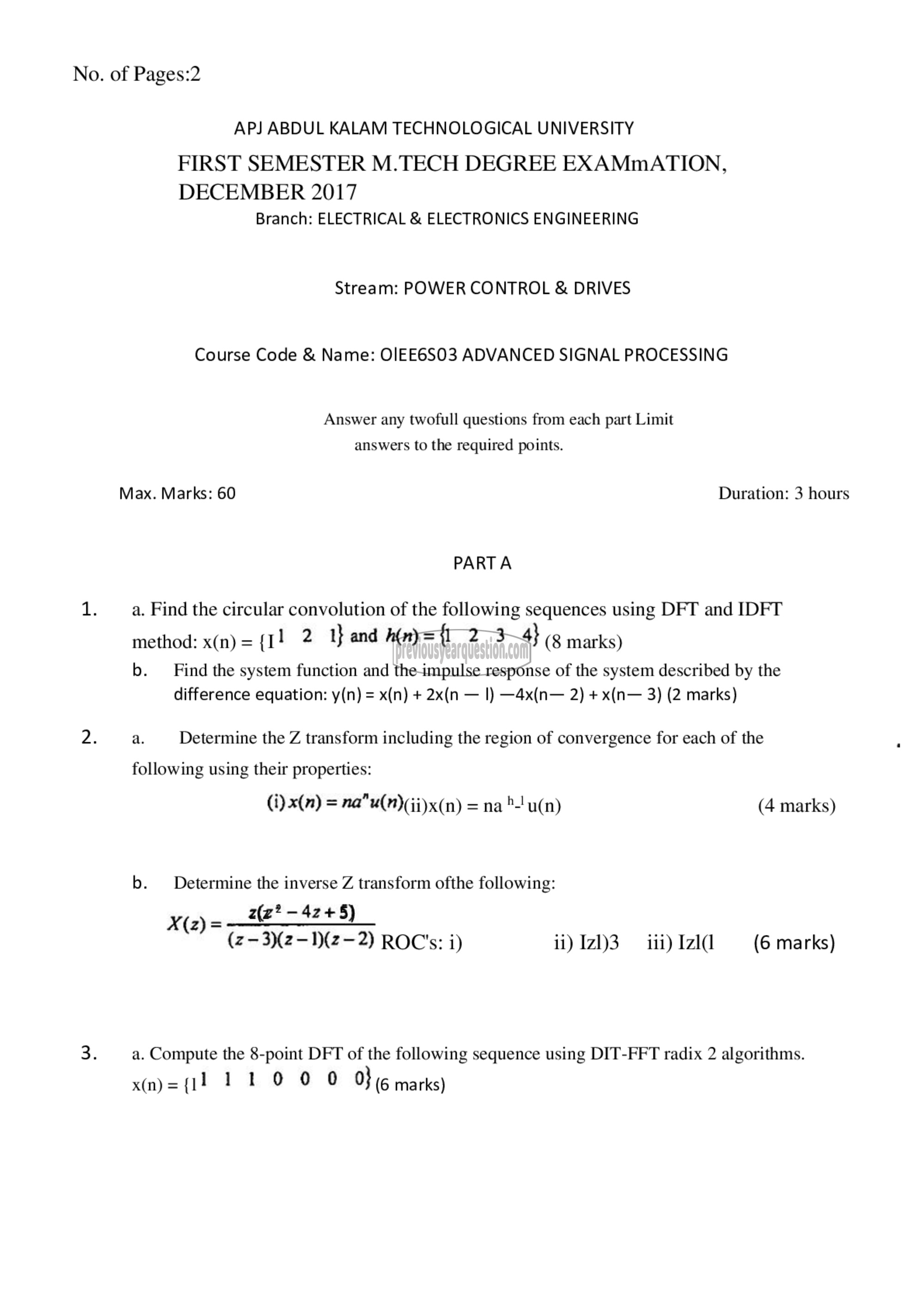 Question Paper - Advanced Signal Processing-1