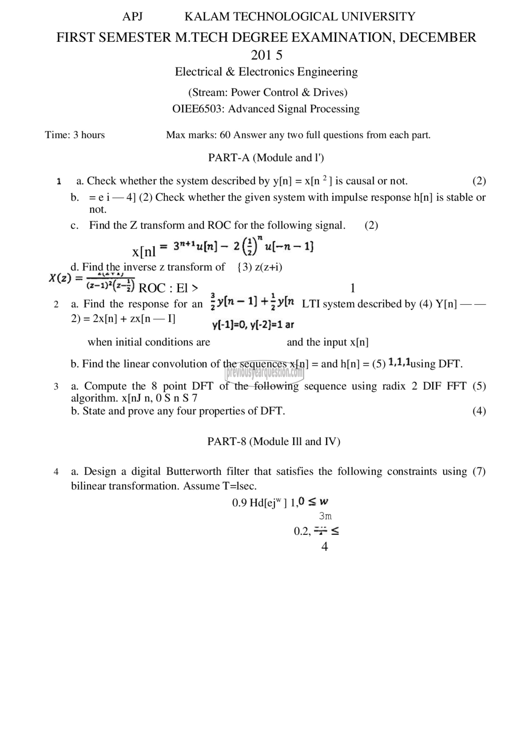 Question Paper - Advanced Signal Processing-1