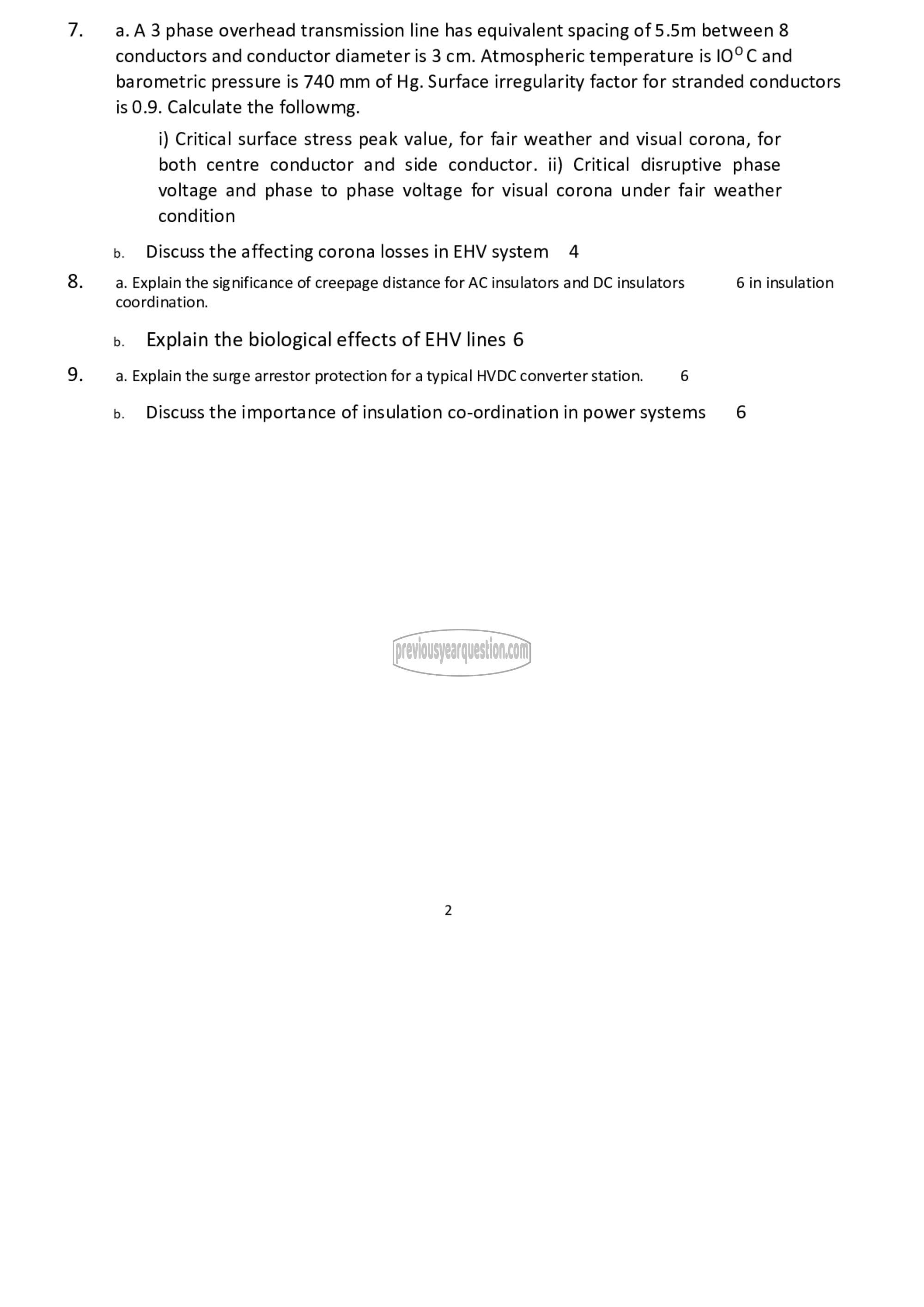 Question Paper - EHVAC and DC Transmission-2