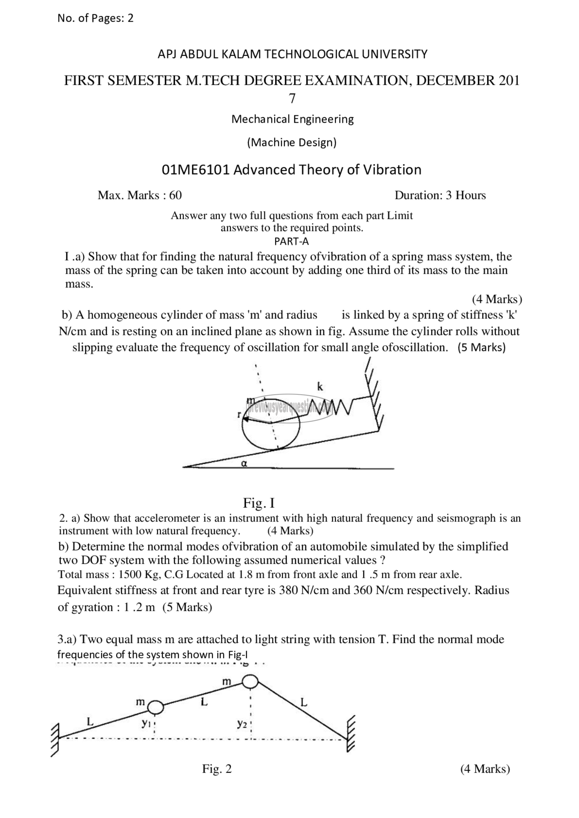 Question Paper - Advanced Theory of Vibration-1