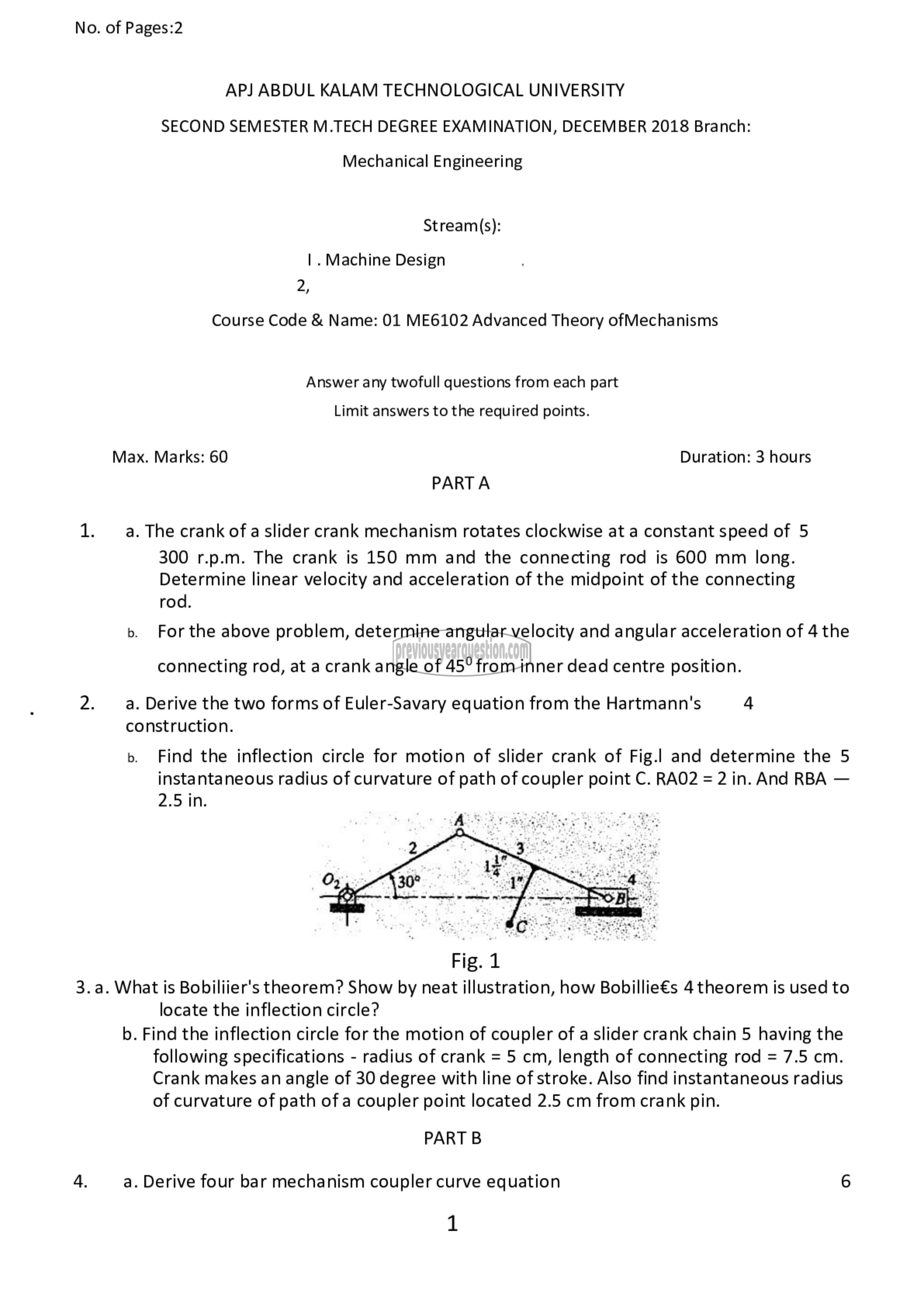 Question Paper - Advanced Theory of Mechanisms-1