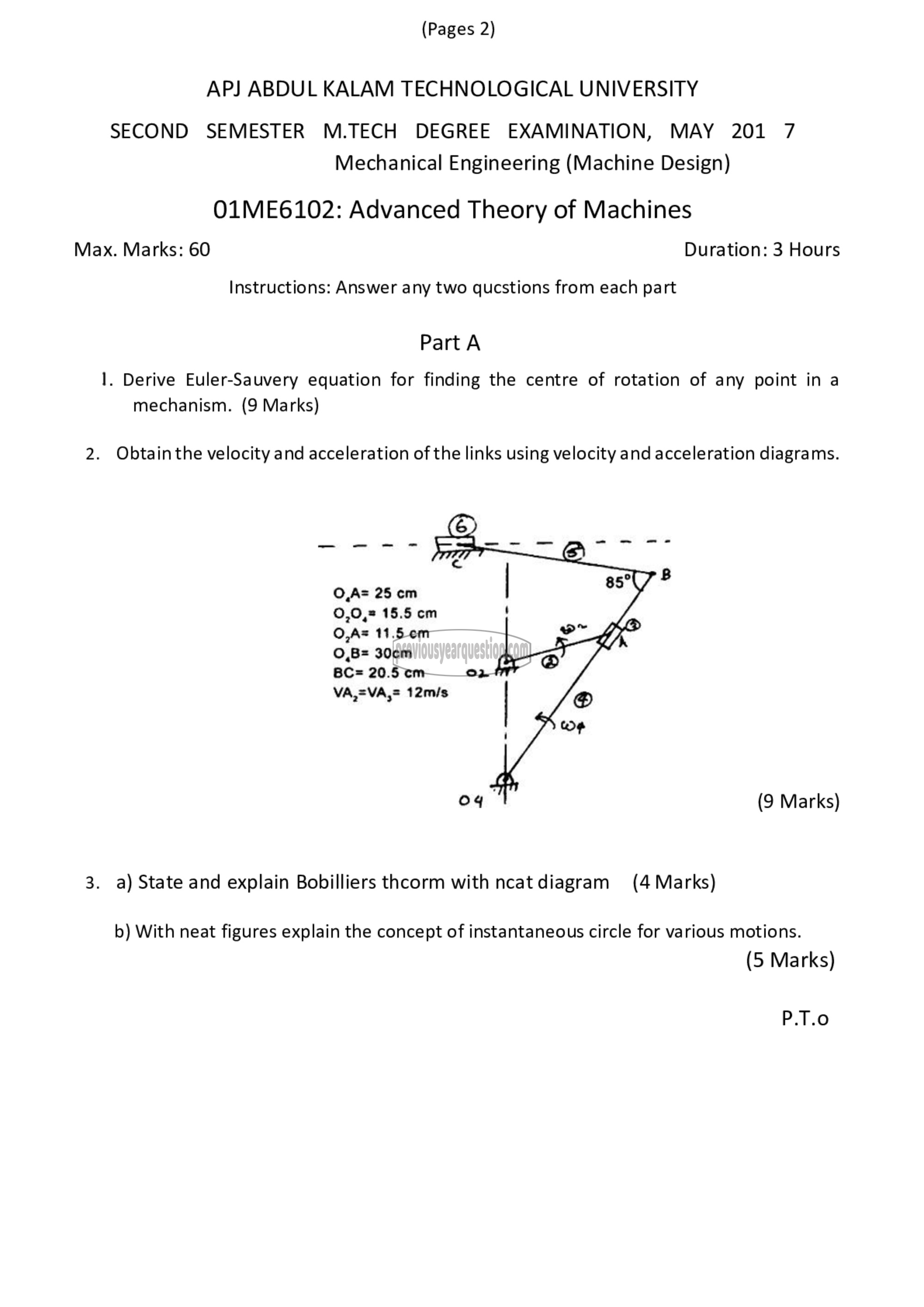 Question Paper - Advanced Theory of Mechanisms-1