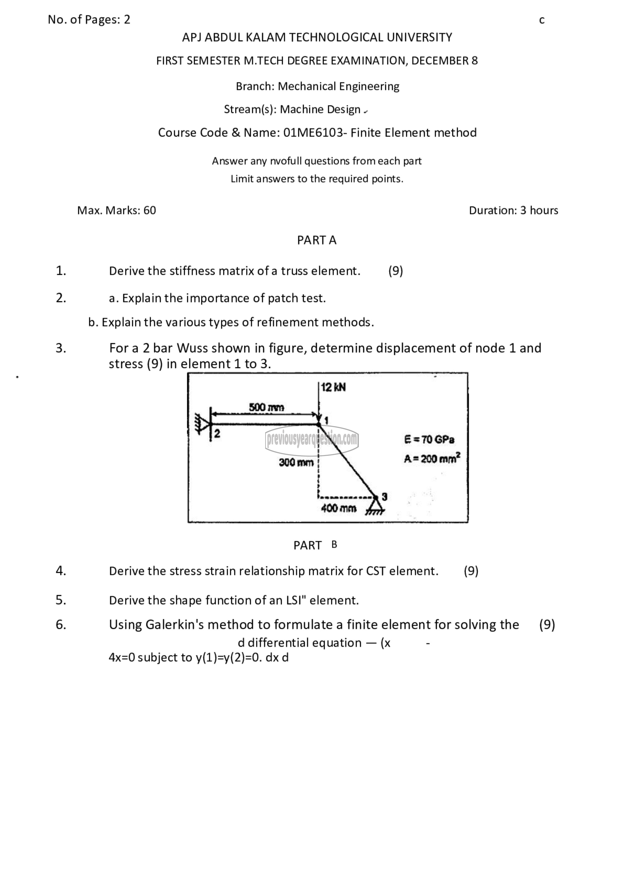 Question Paper - Finite Element Method-1