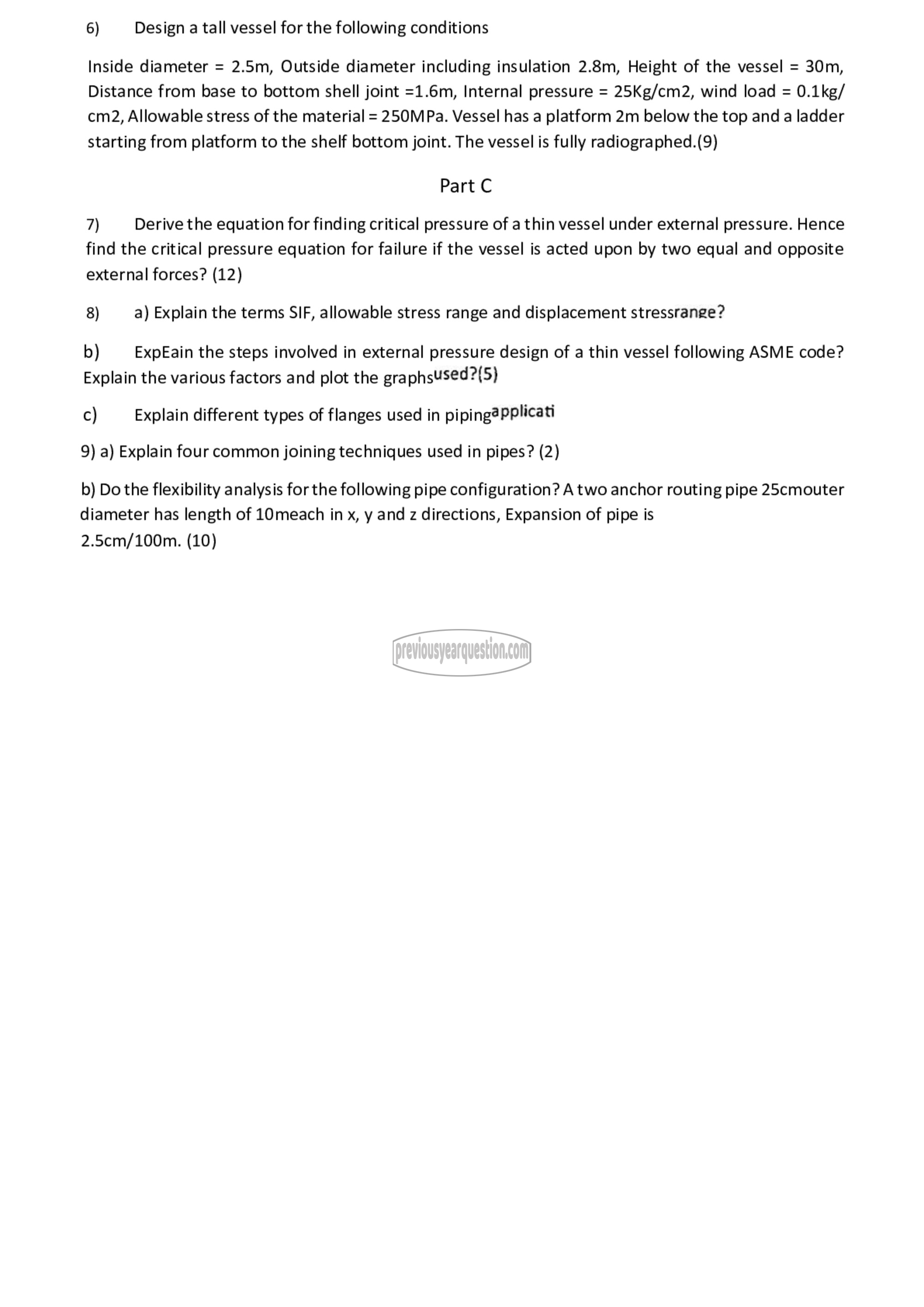 Question Paper - Design of Pressure Vessels and Piping-2