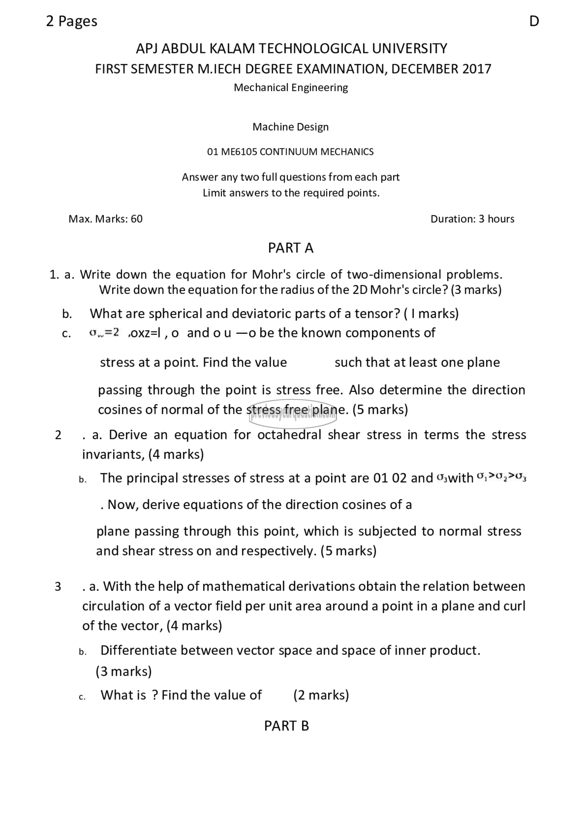 Question Paper - Continuum Mechanics-1