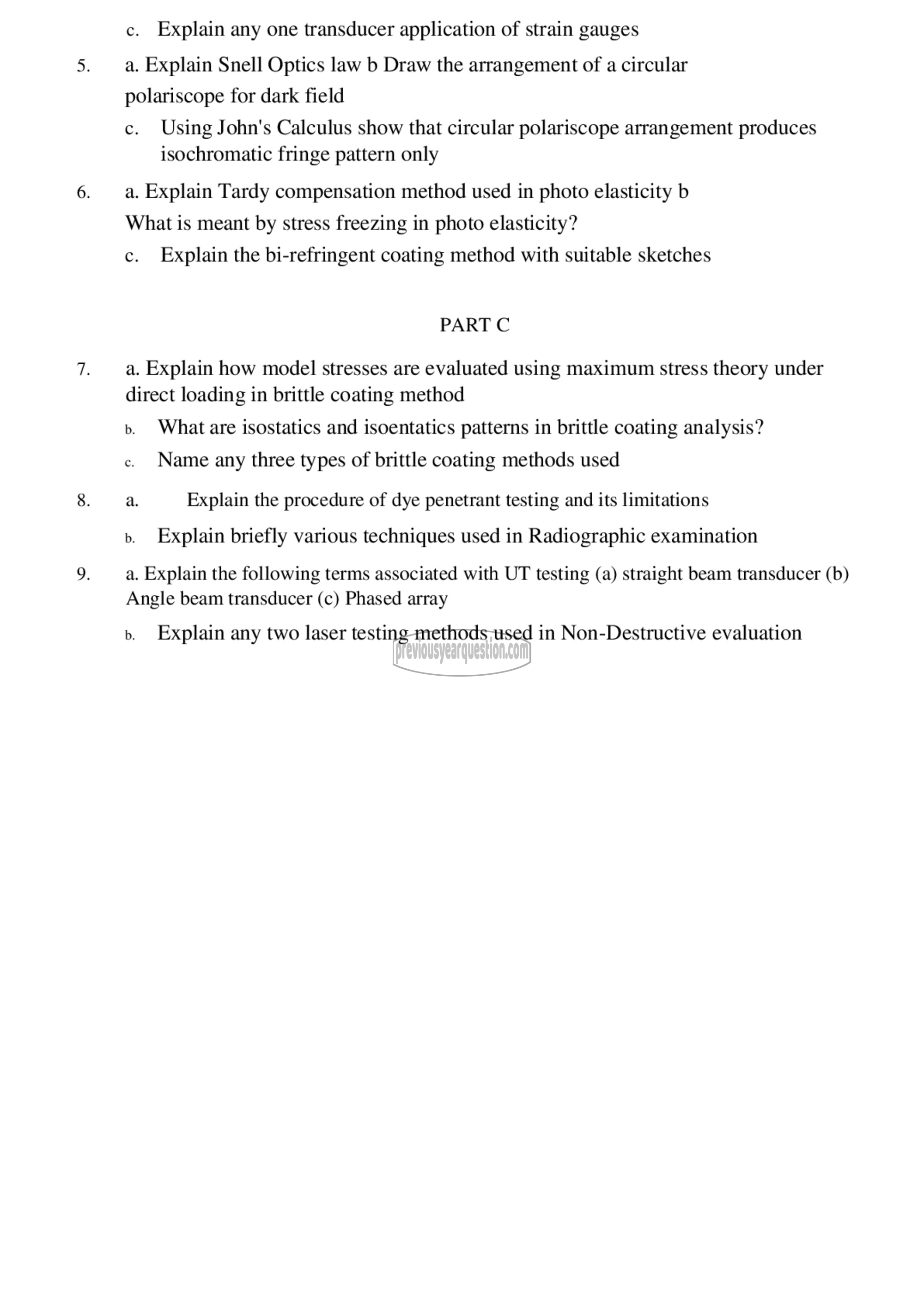 Question Paper - Experimental Stress Analysis-2