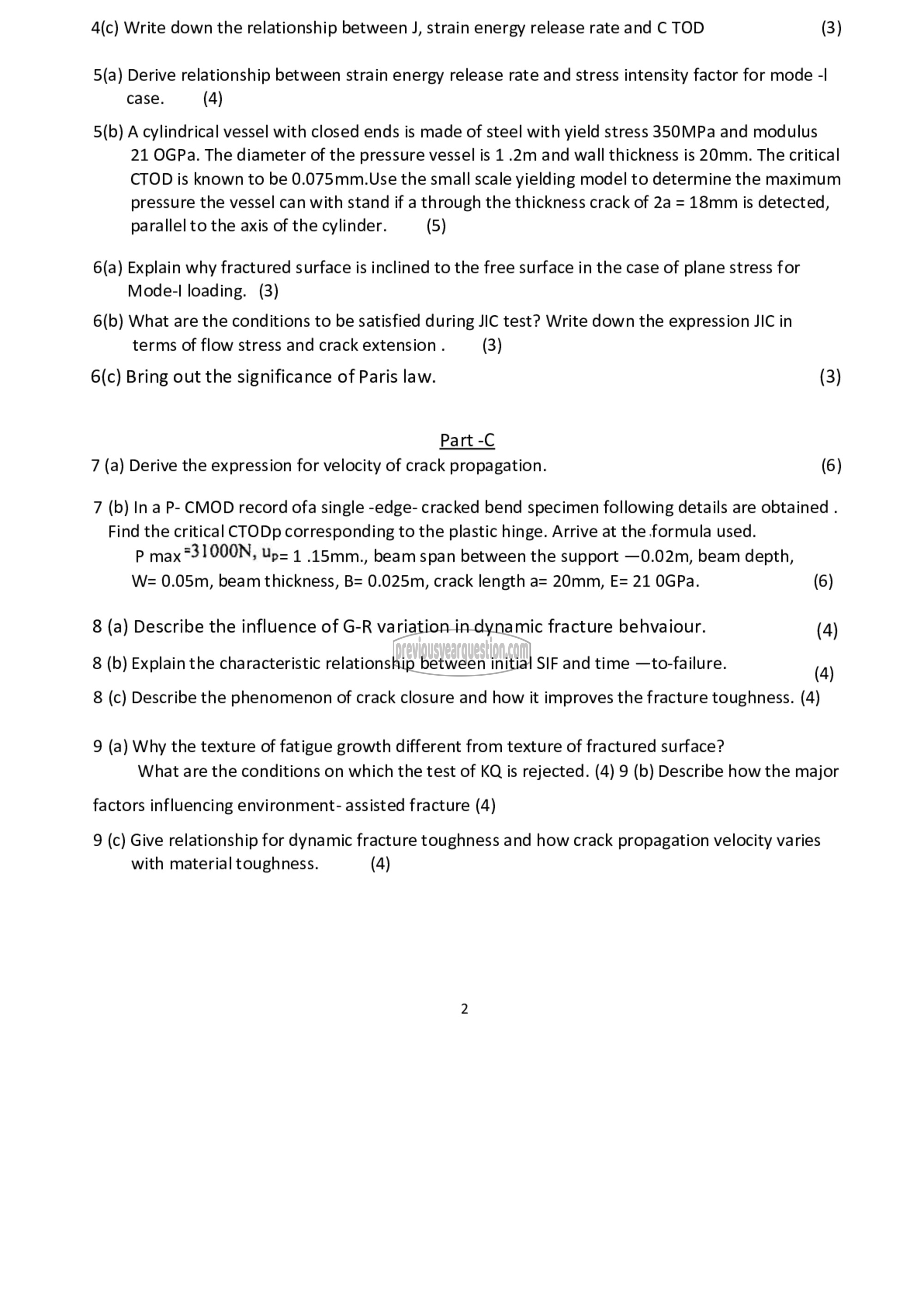 Question Paper - Fracture Mechanics-2