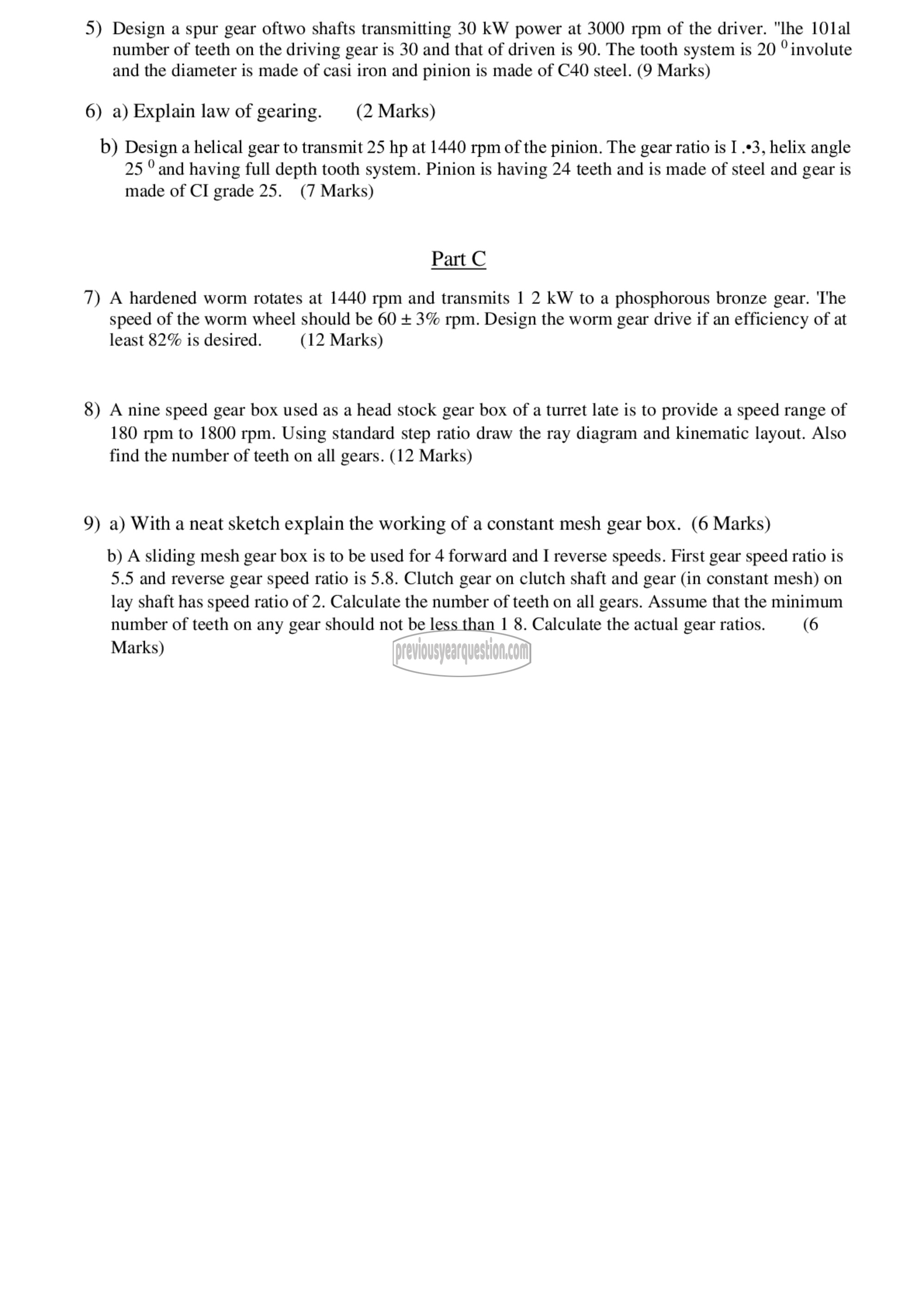 Question Paper - Design of Power Transmission Elements-2