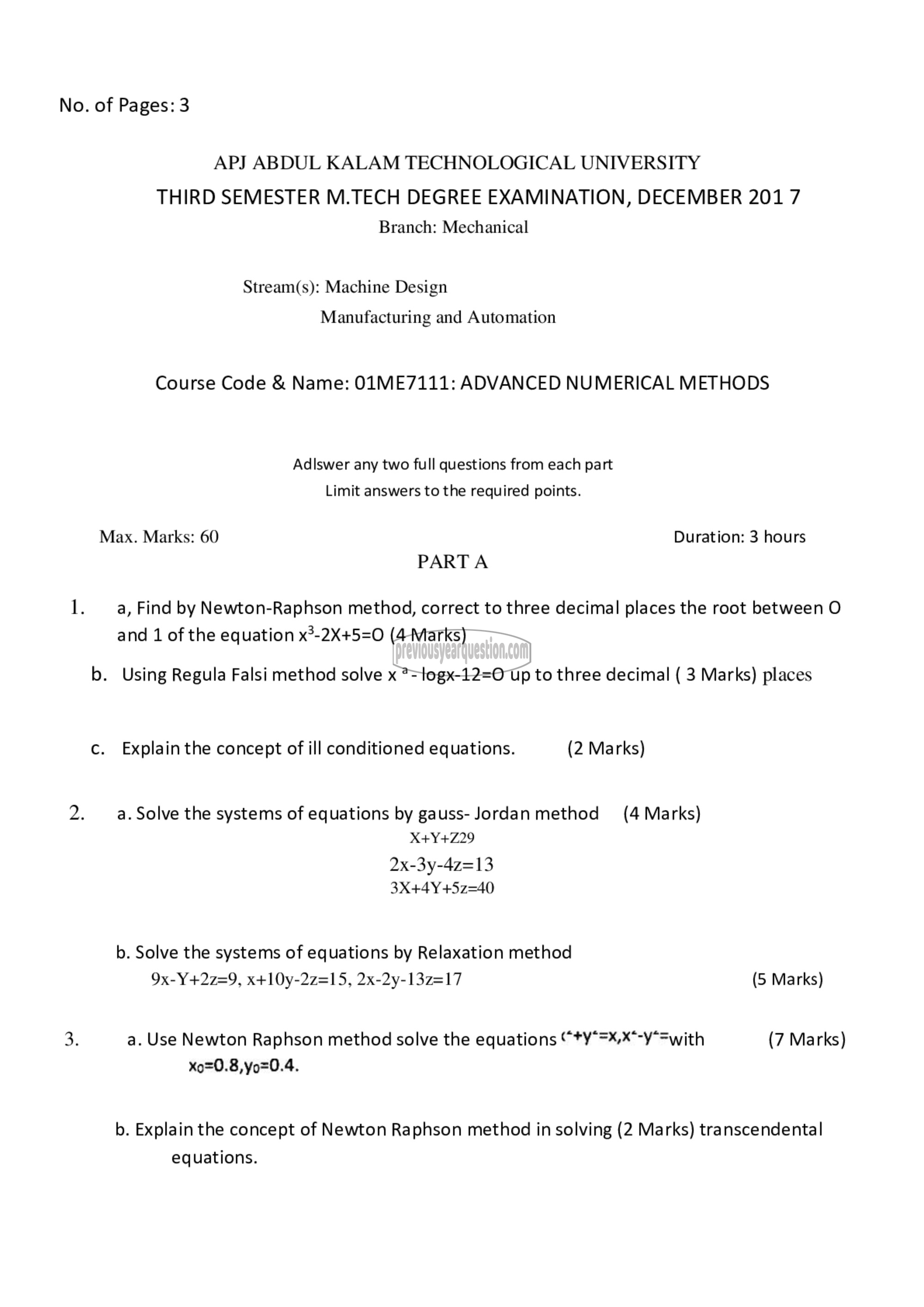 Question Paper - Advanced Numerical Methods-1