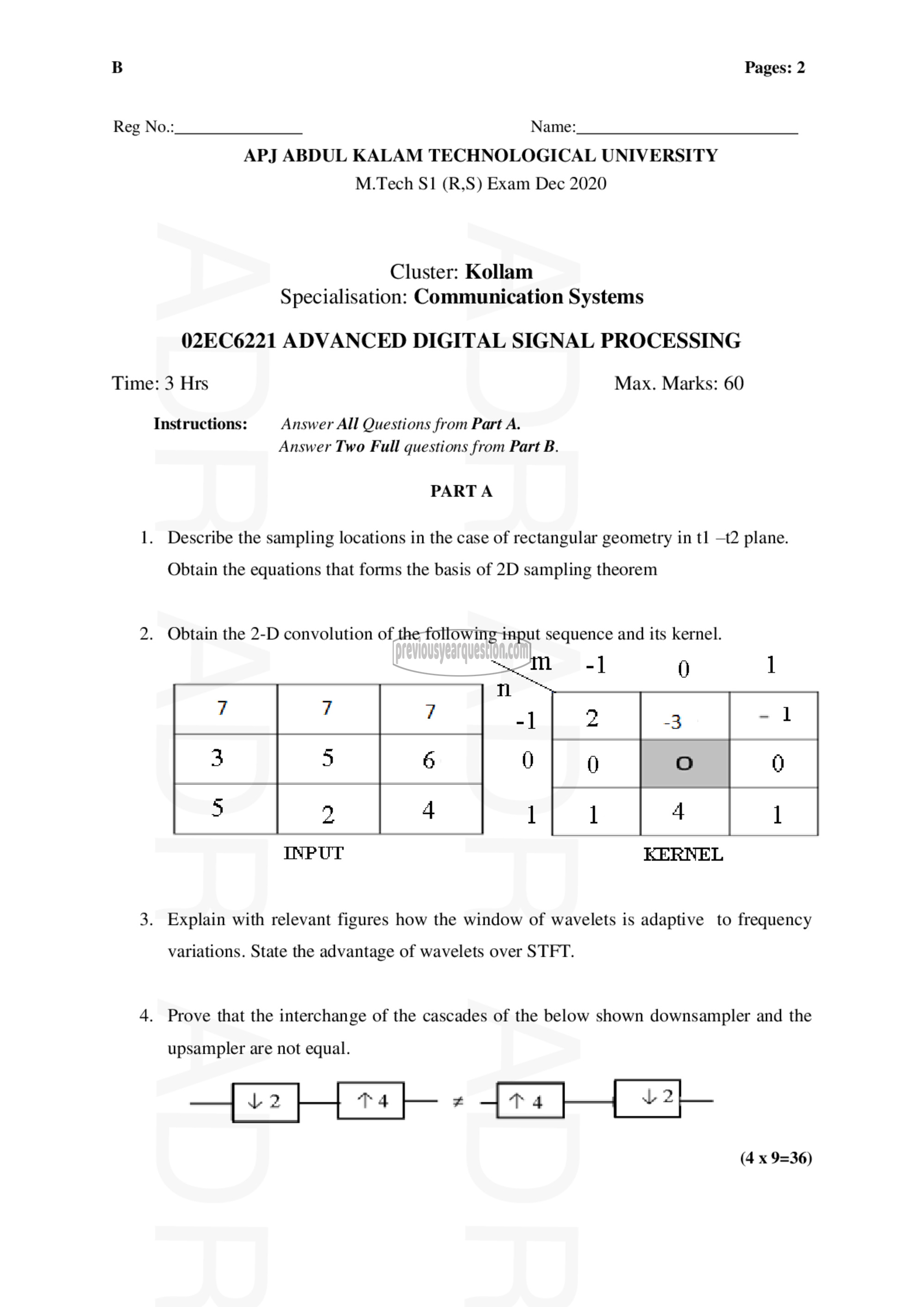 Question Paper - Advanced Digital Signal Processing-1