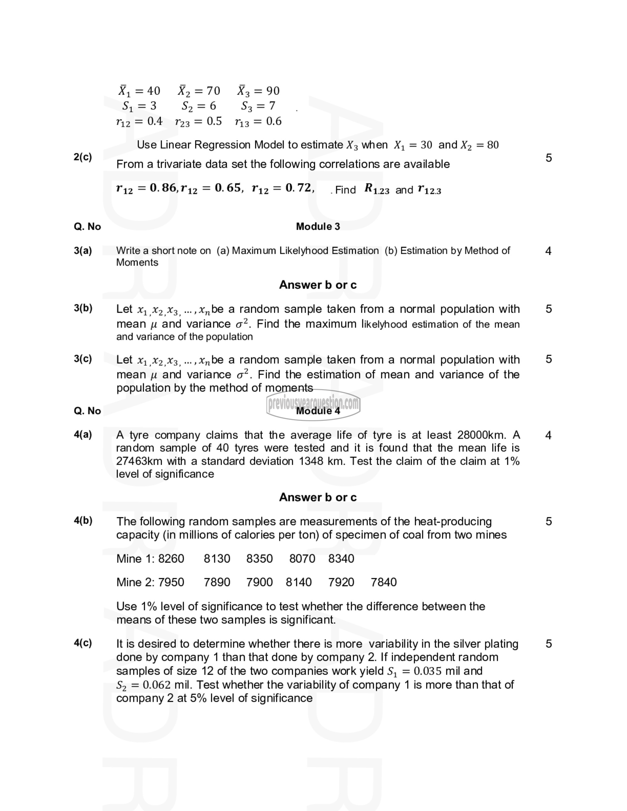 Question Paper - Managerial Statistics-2