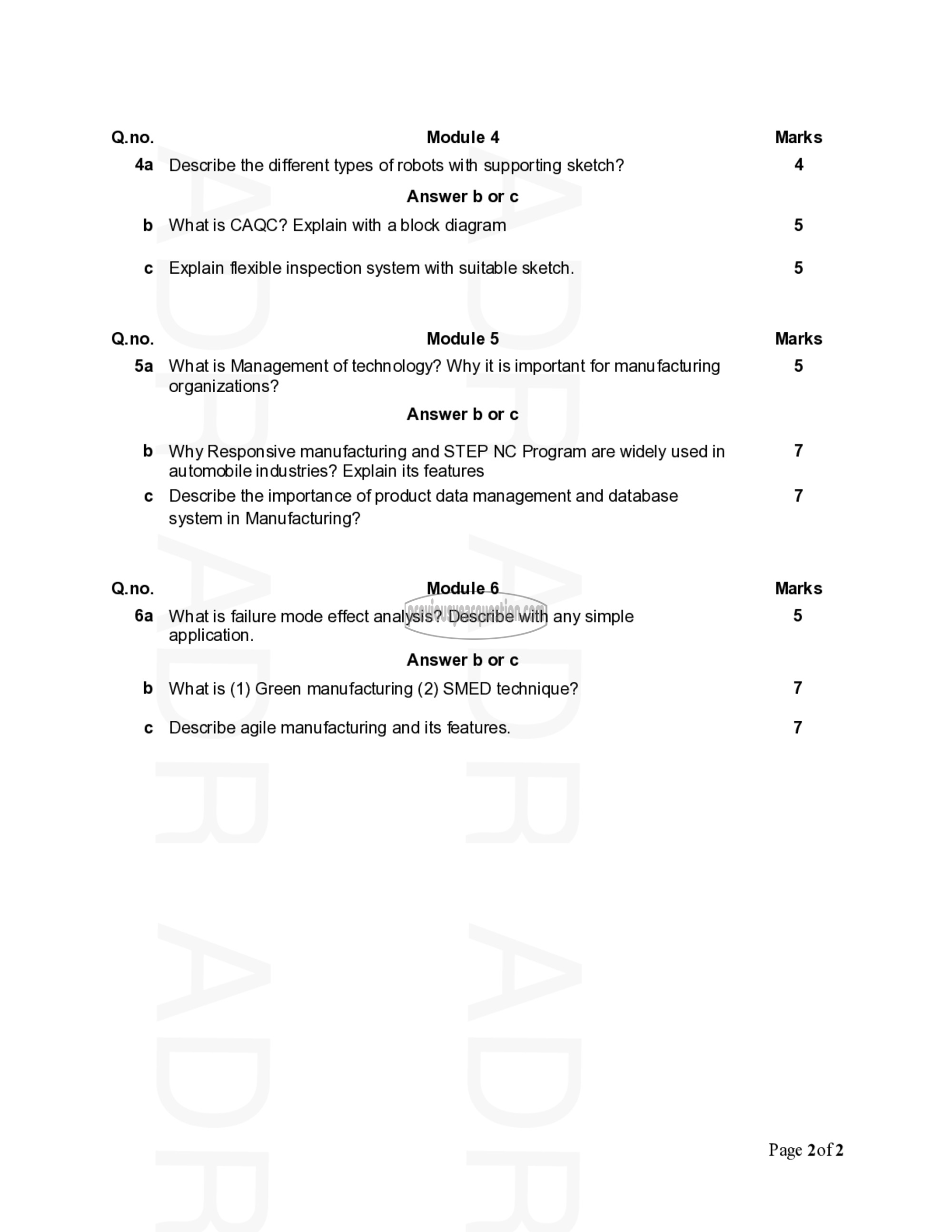 Question Paper - Advanced Manufacturing Systems-2