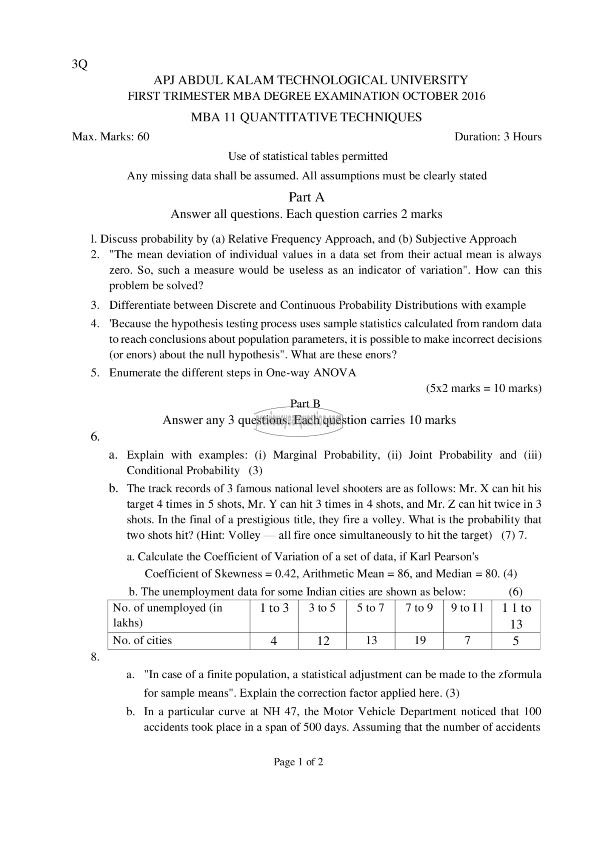 Question Paper - Quantitative Techniques-1