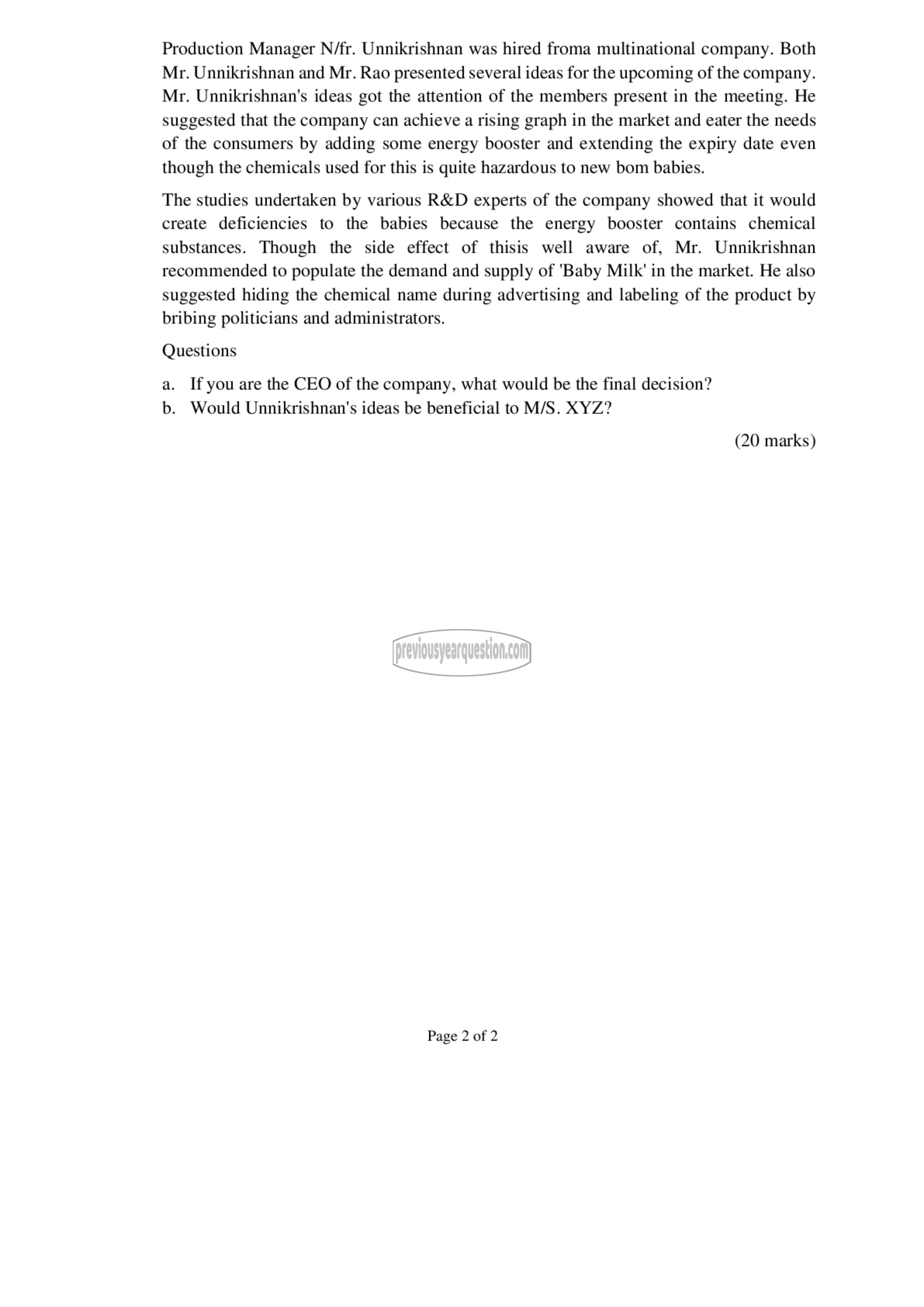 Question Paper - Business and Society-2