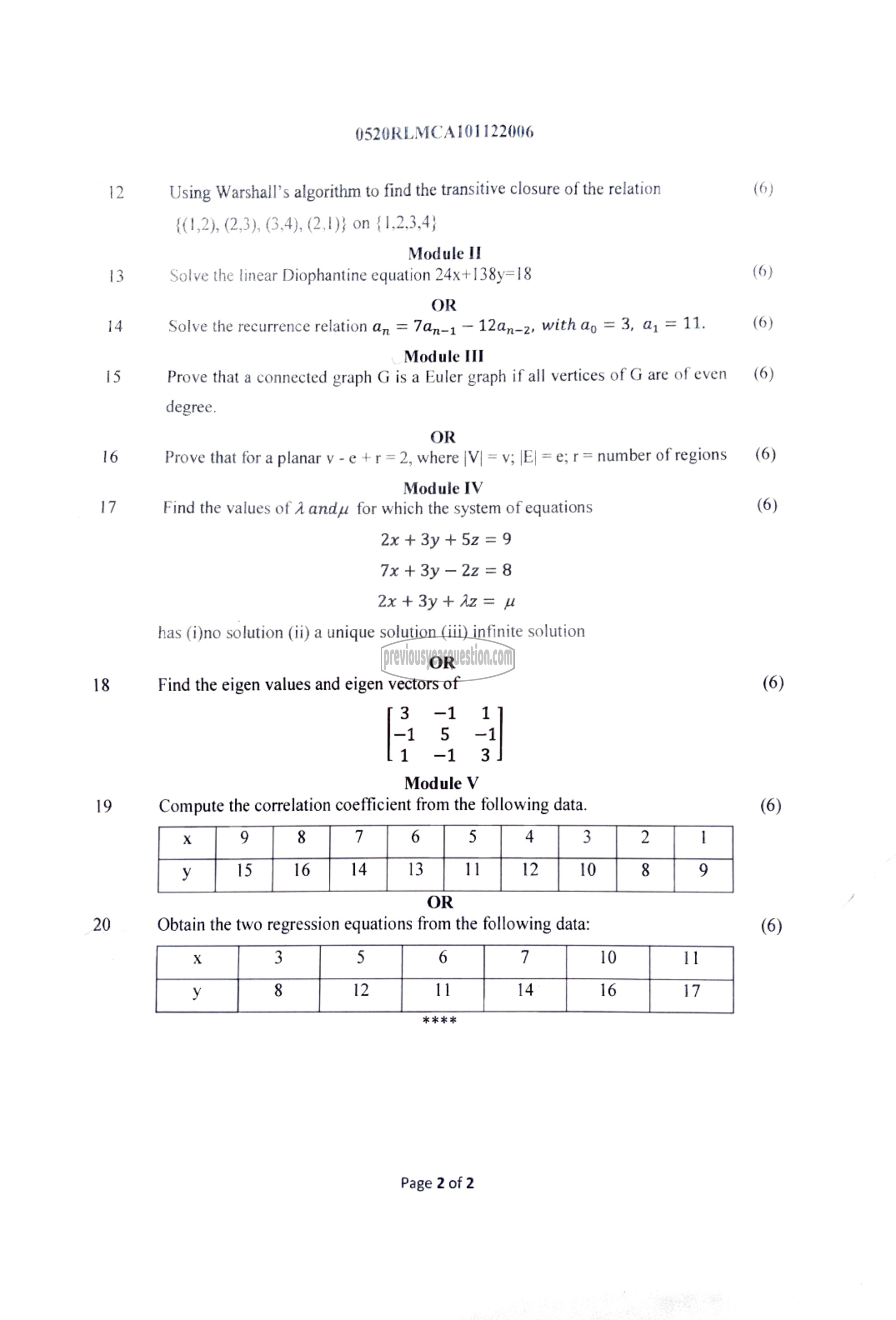 Question Paper - Mathematical Foundations for Computing-2