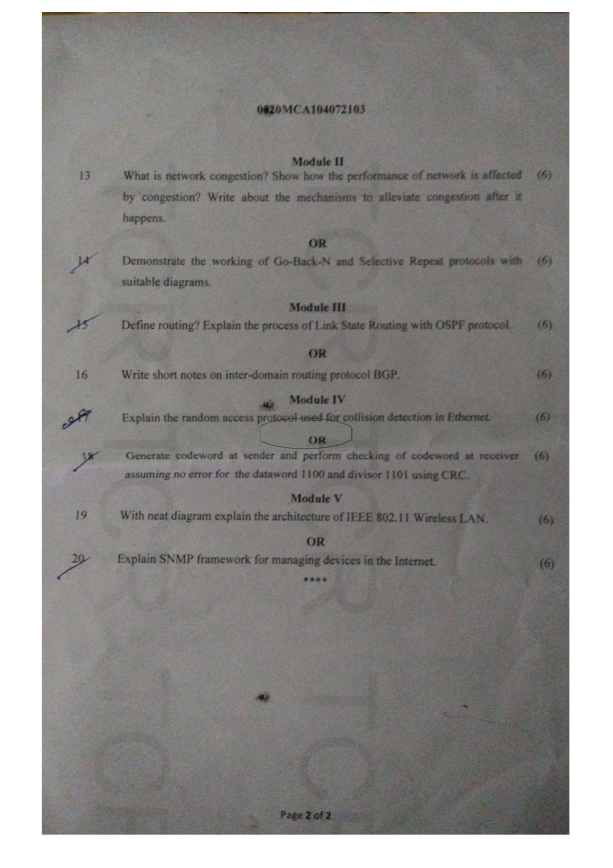 Question Paper - Advanced Computer Networks-2