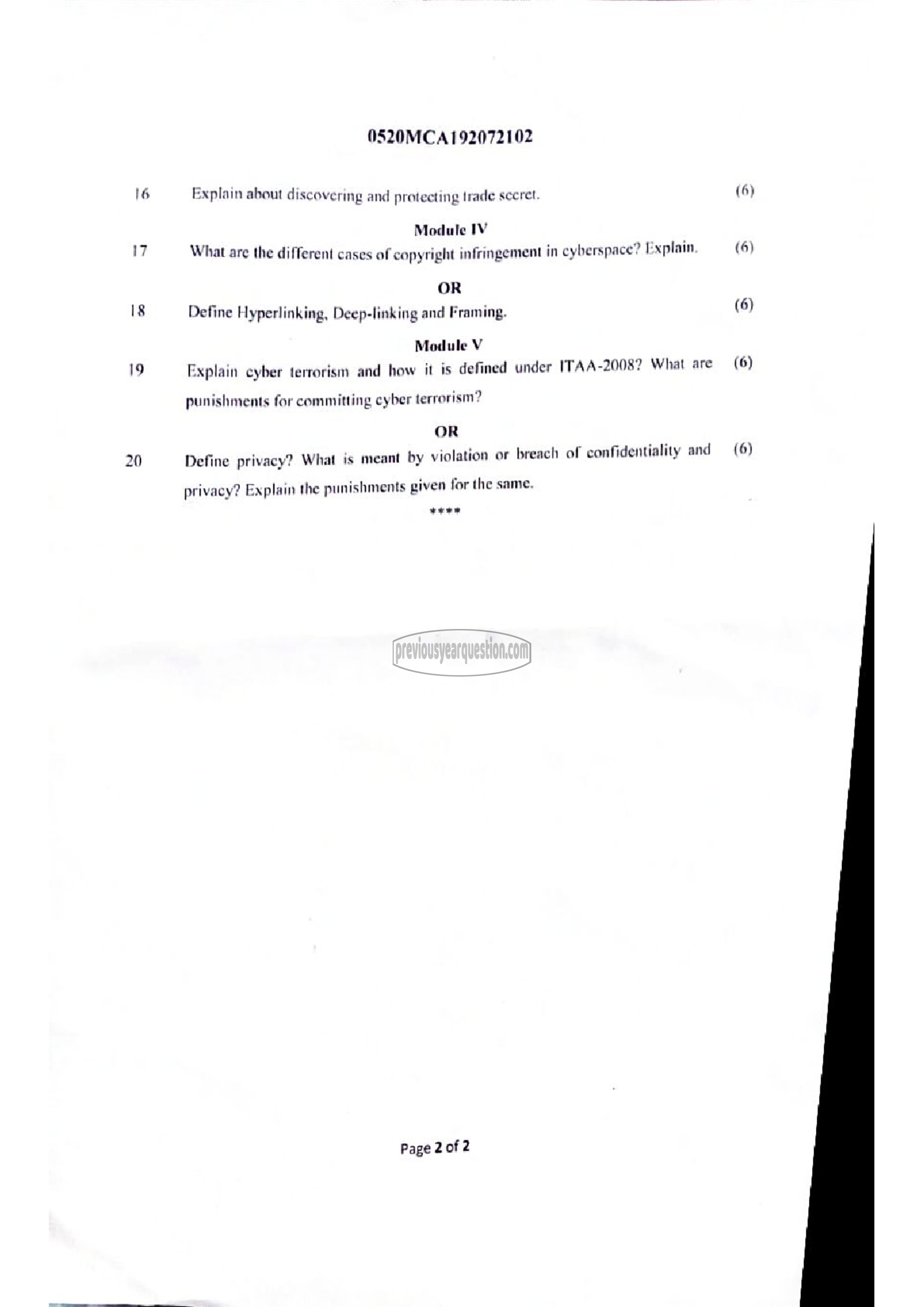 Question Paper - IPR and Cyber Laws-2