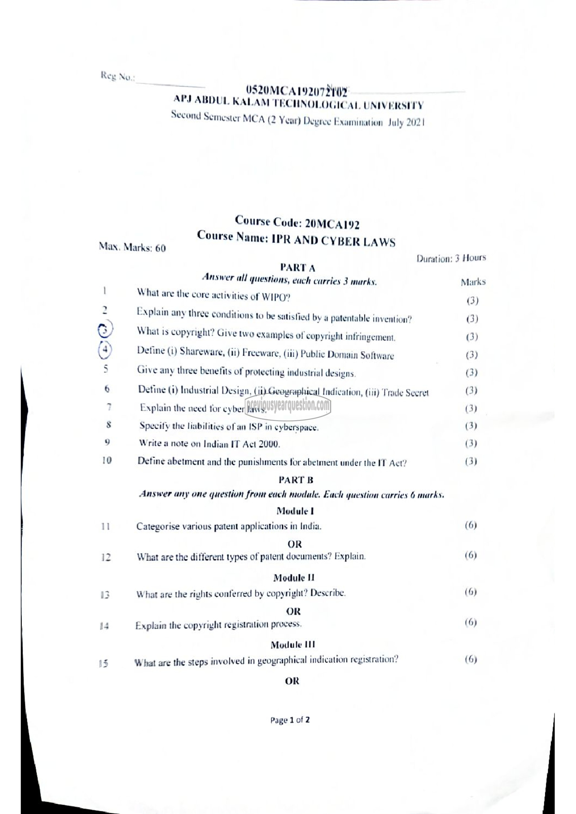 Question Paper - IPR and Cyber Laws-1