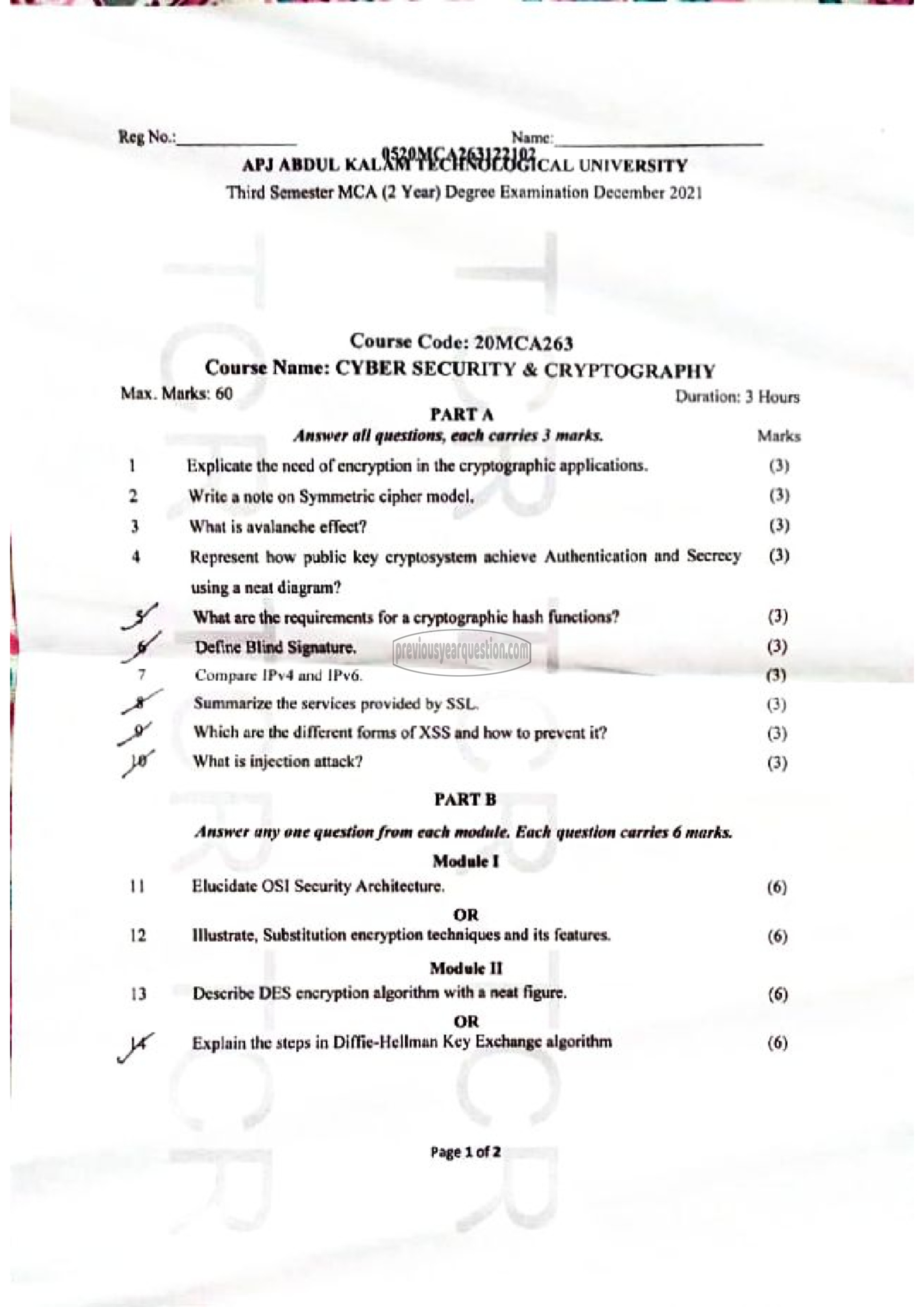 Question Paper - Cyber Security & Cryptography-1