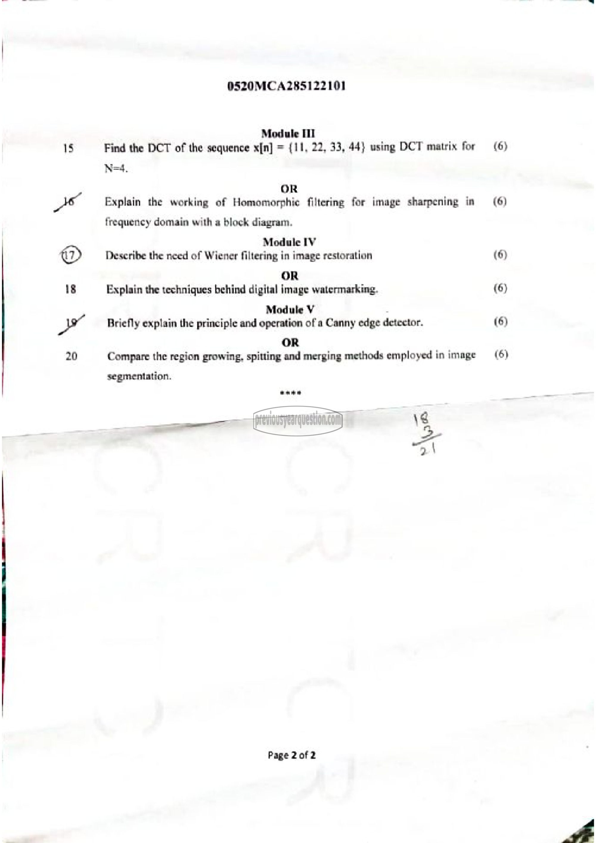 Question Paper - Digital Image Processing-2