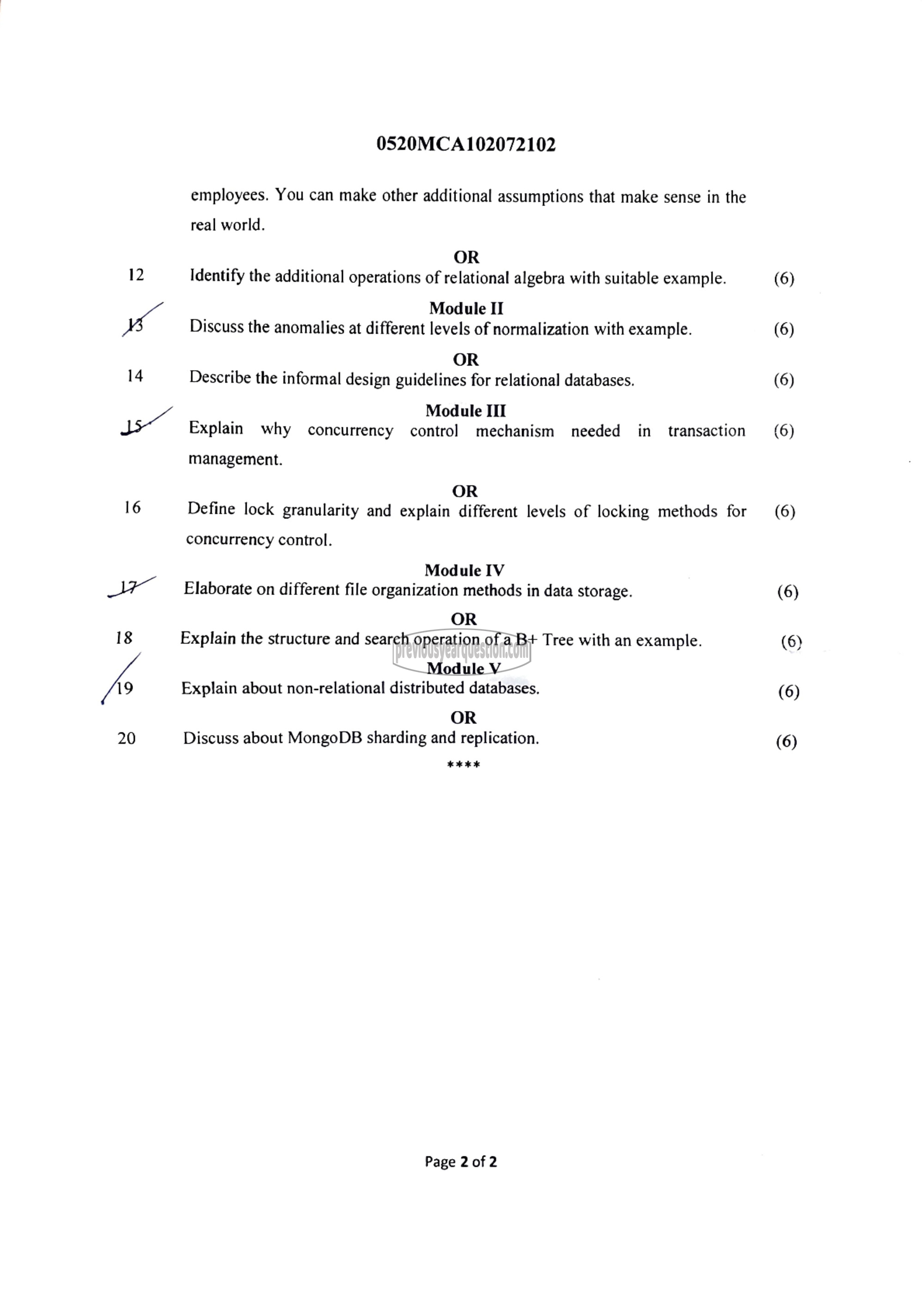 Question Paper - Advanced Database Management Systems-2