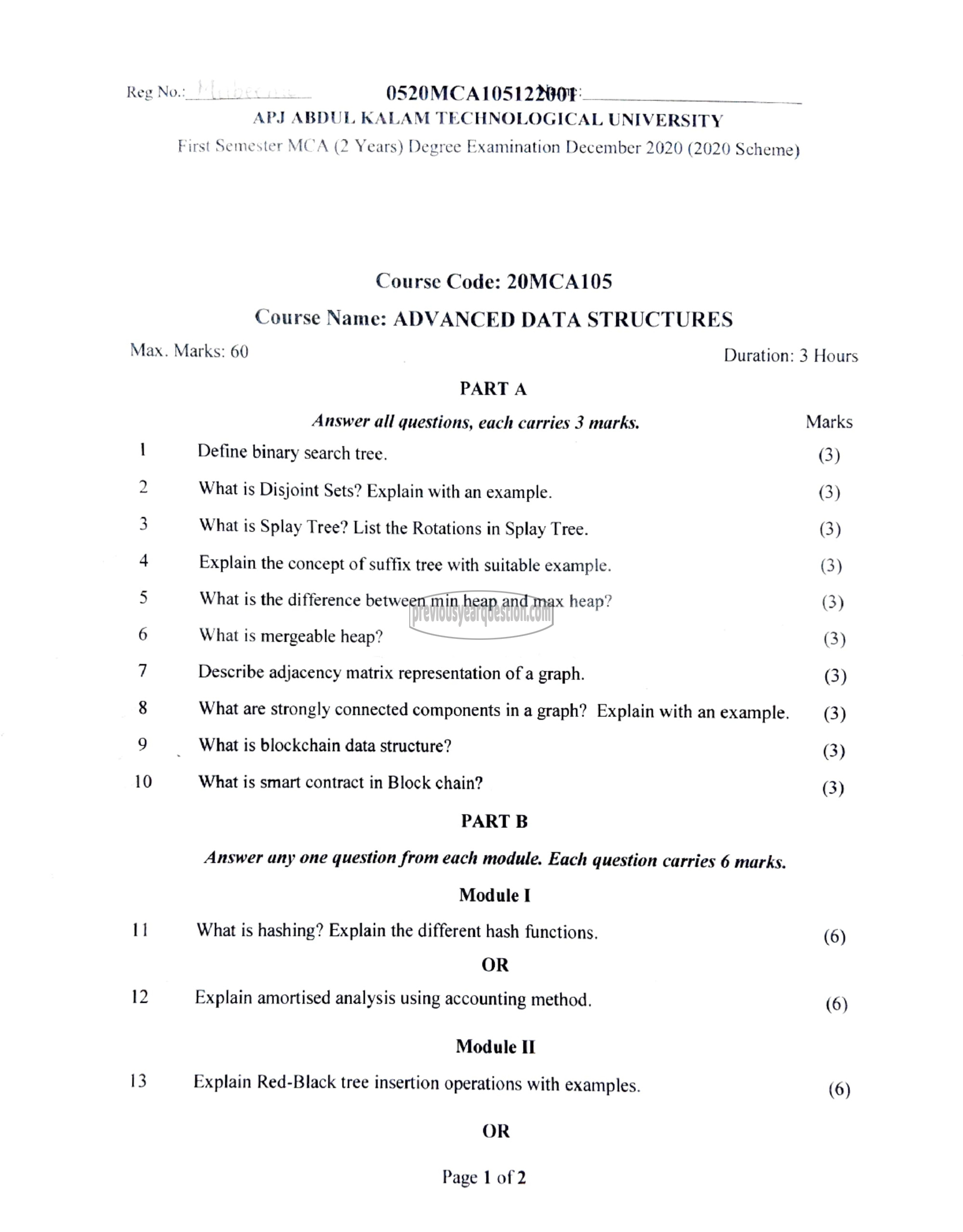 Question Paper - Advanced Data Structures-1