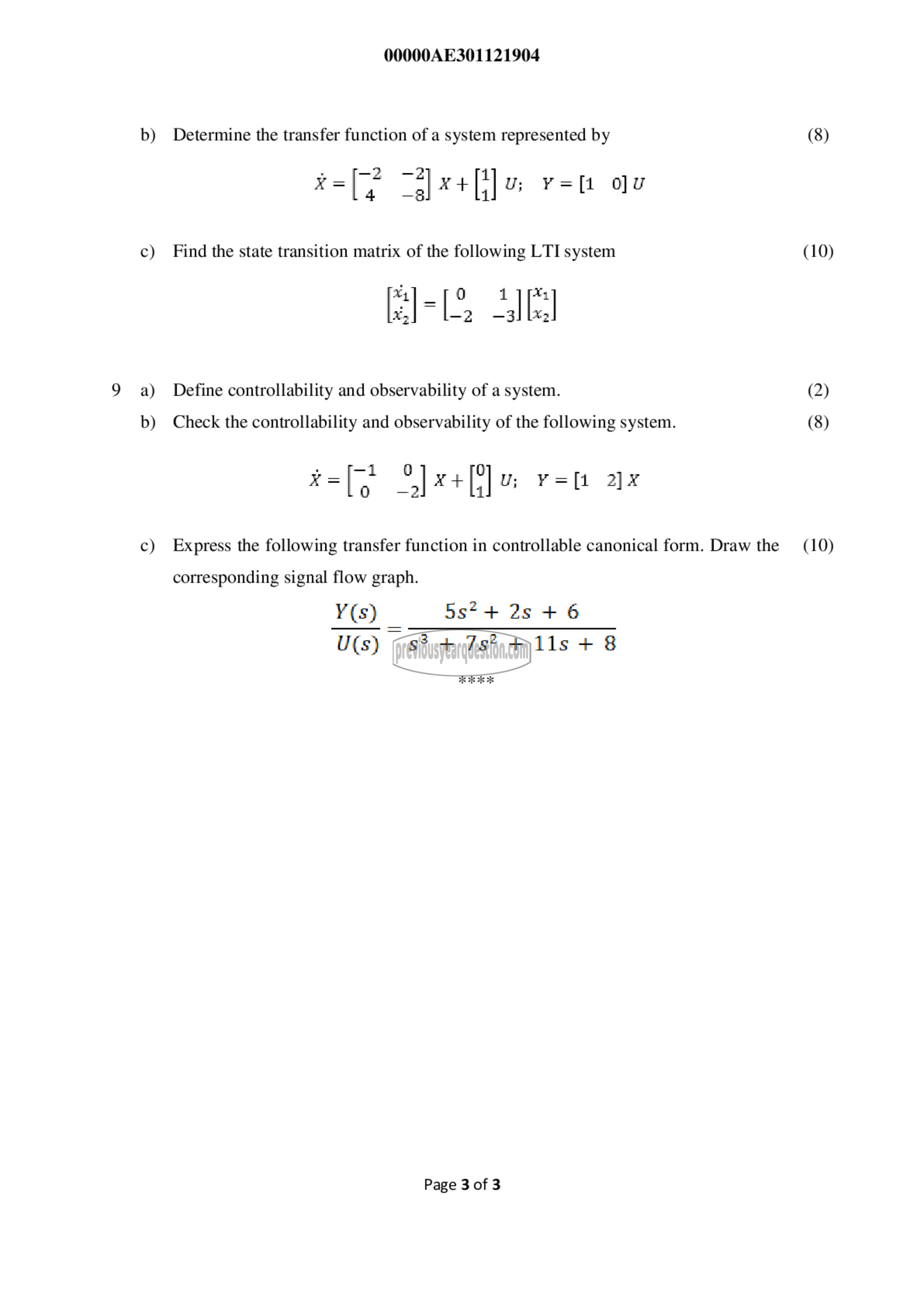 Question Paper - Control System-3