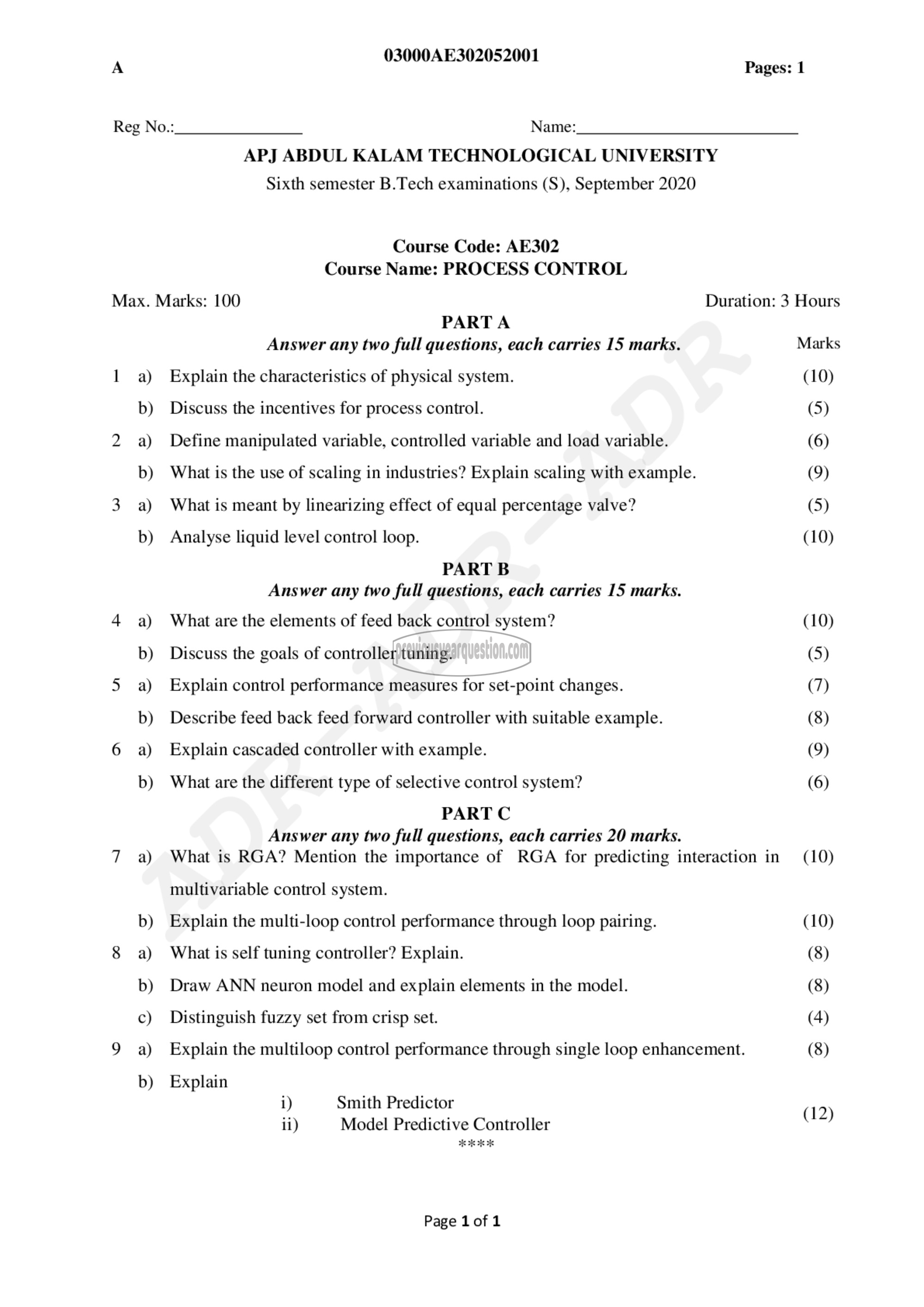 Question Paper - Process Control-1