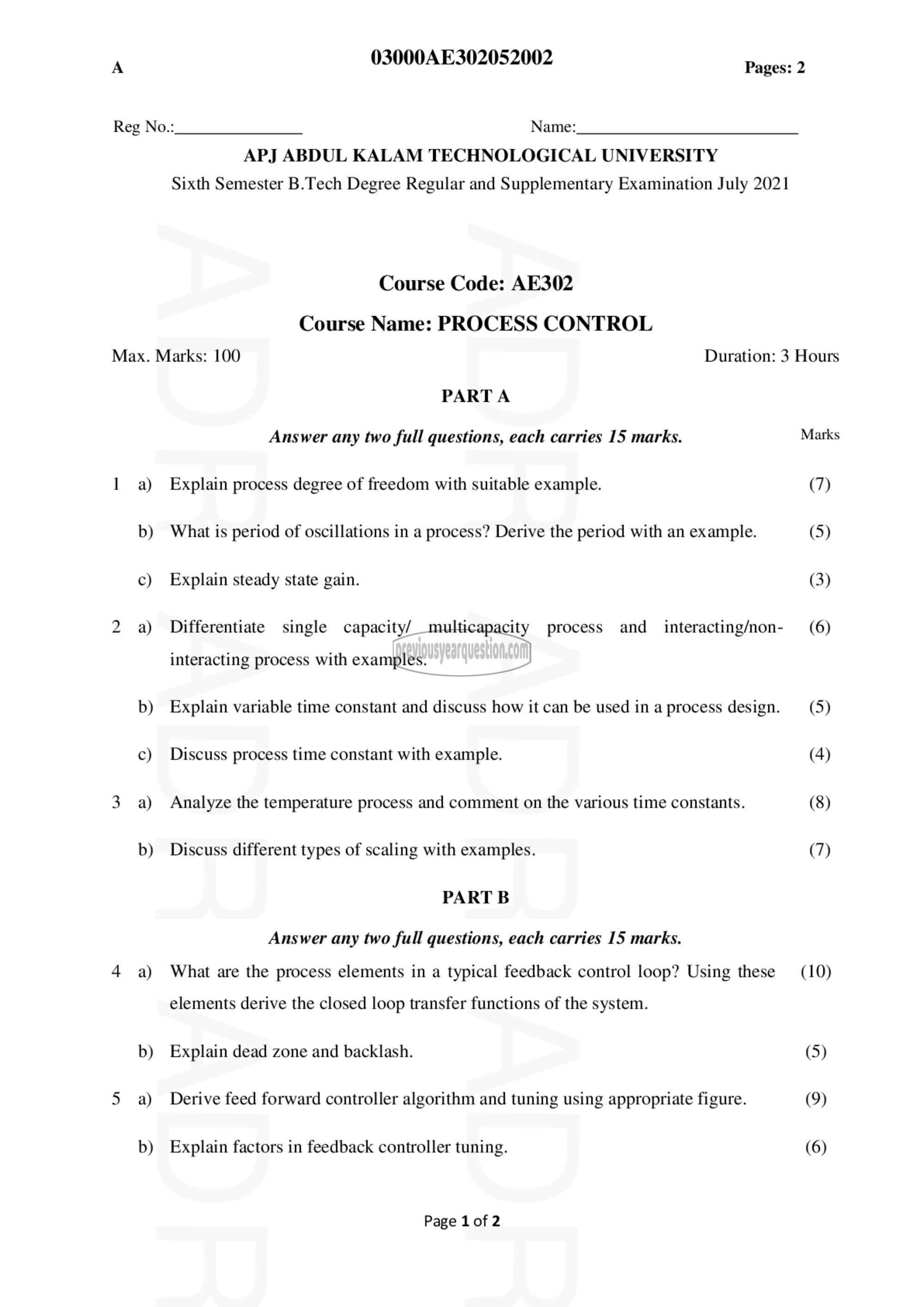 Question Paper - Process Control-1