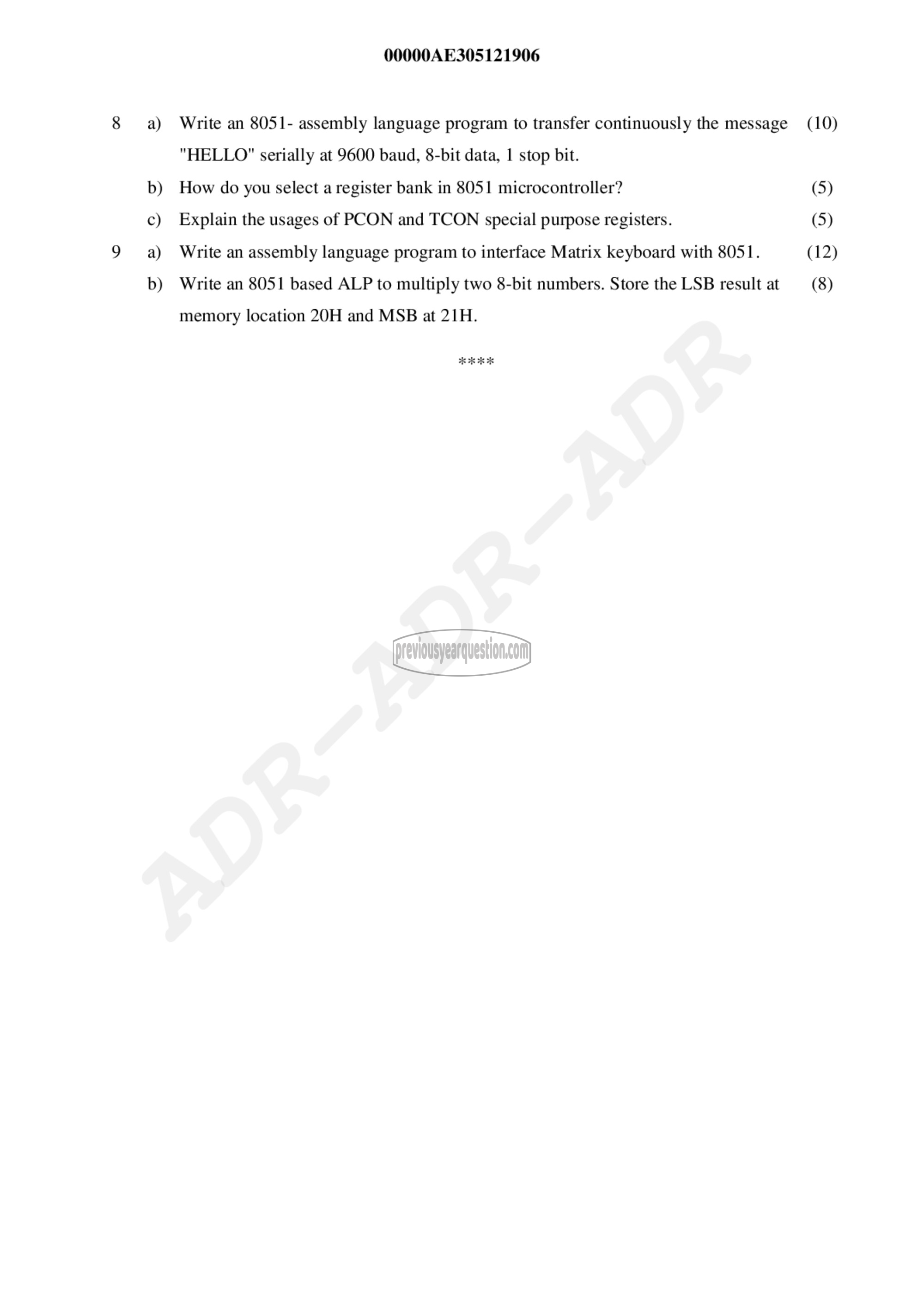 Question Paper - Microprocessors &Microcontrollers-2