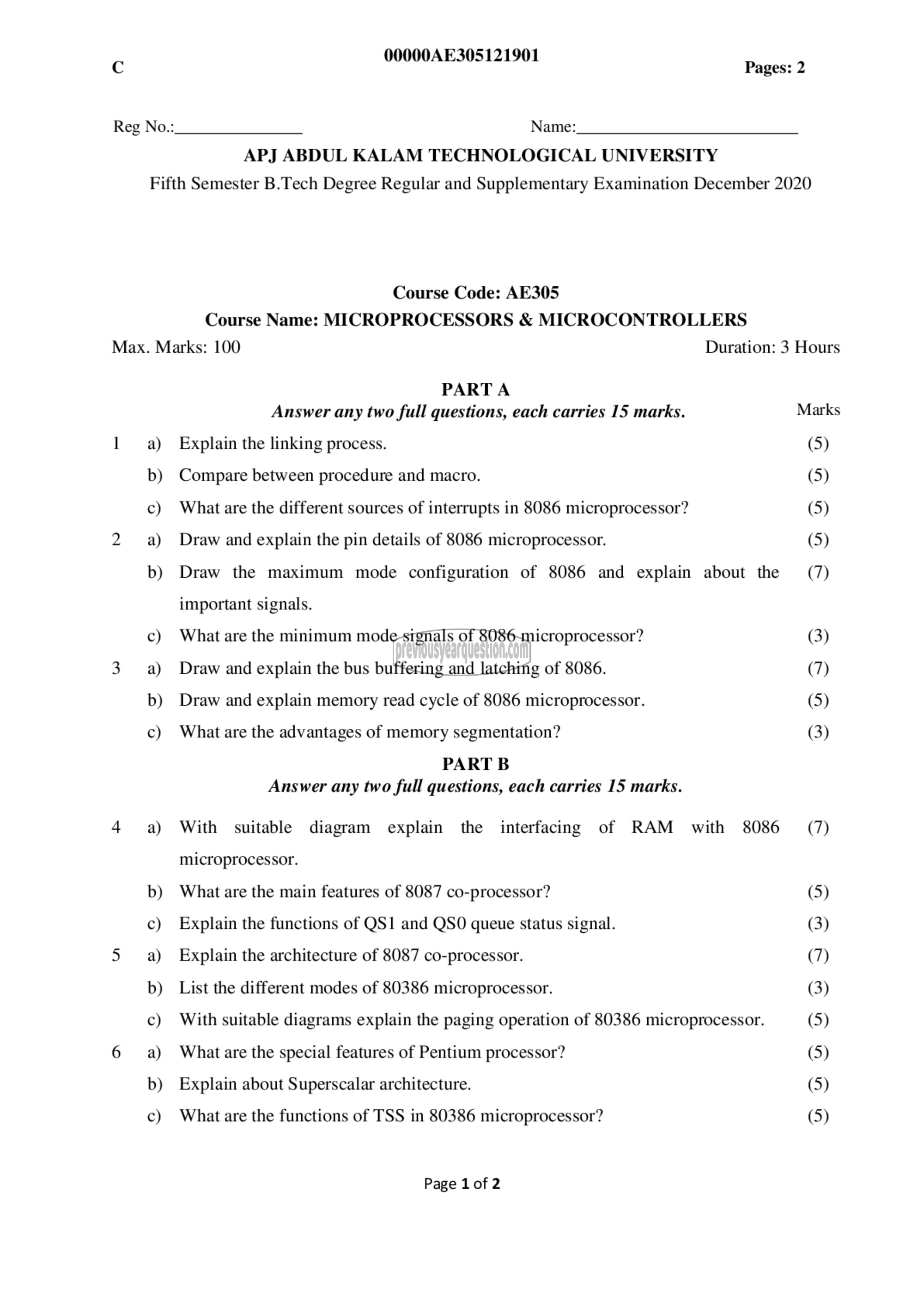 Question Paper - Microprocessors &Microcontrollers-1