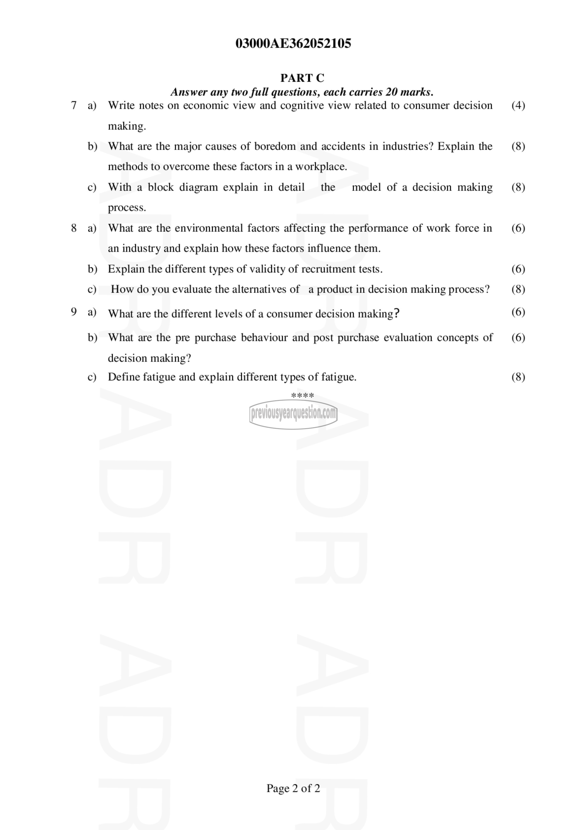 Question Paper - Industrial Psychology-2