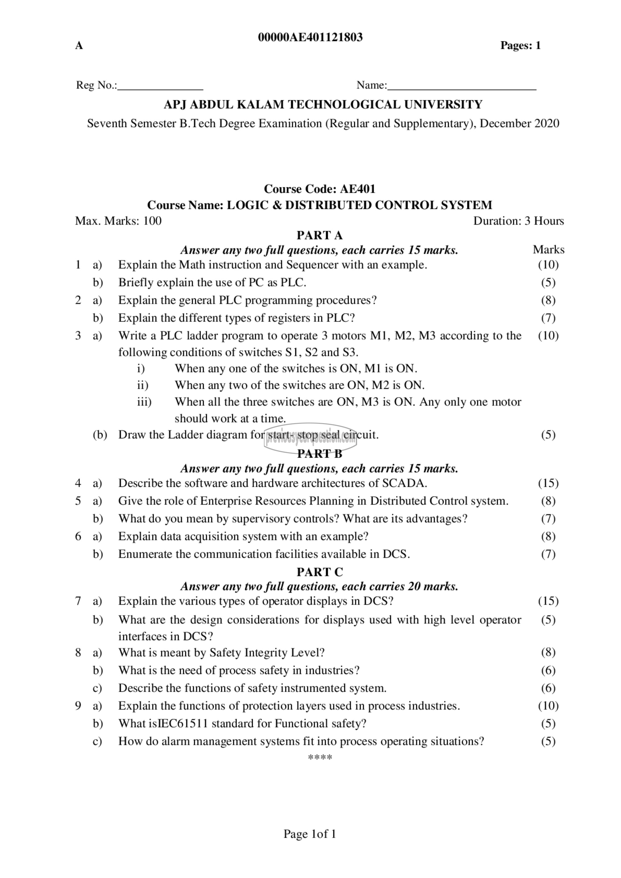 Question Paper - Logic and Distributed Control System-1