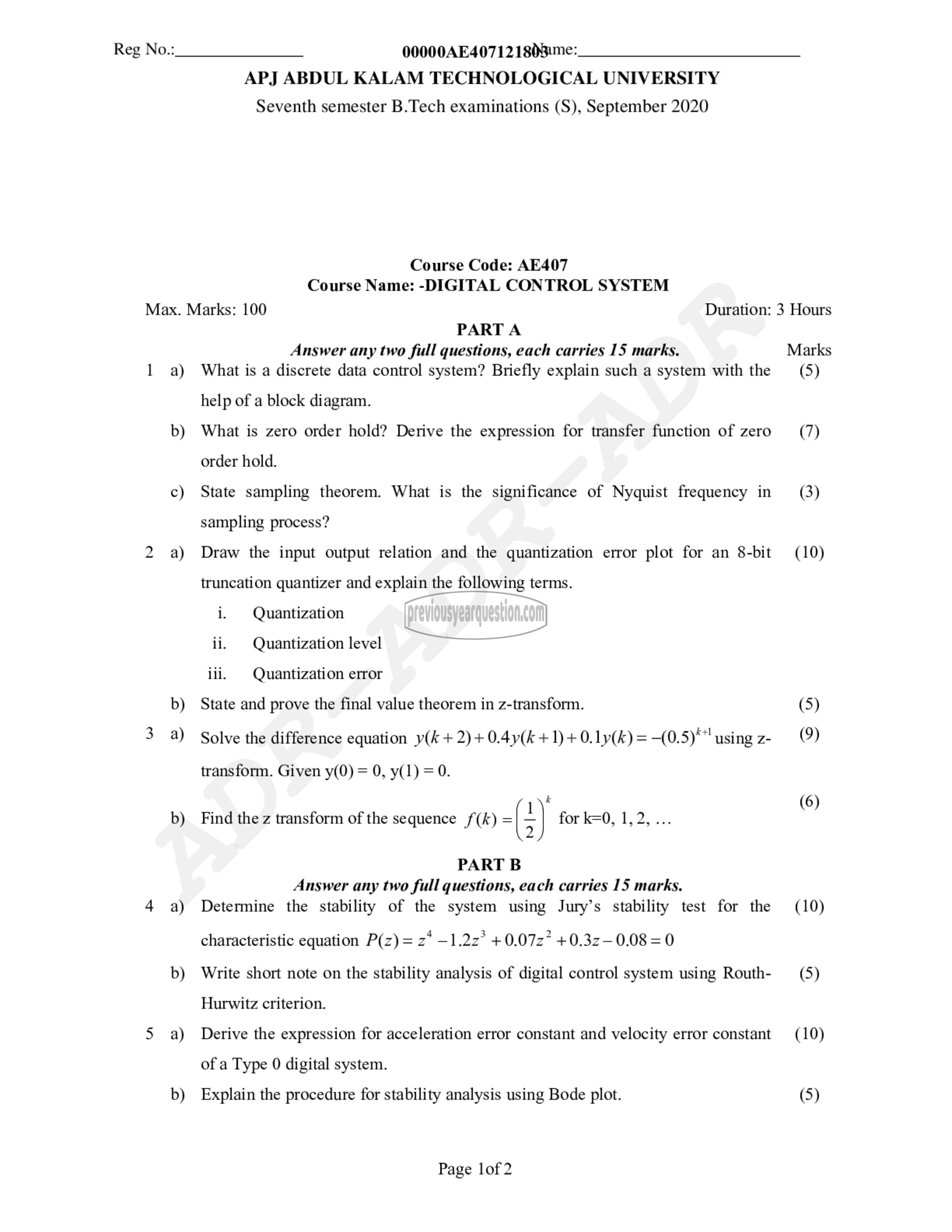 Question Paper - Digital Control System-1