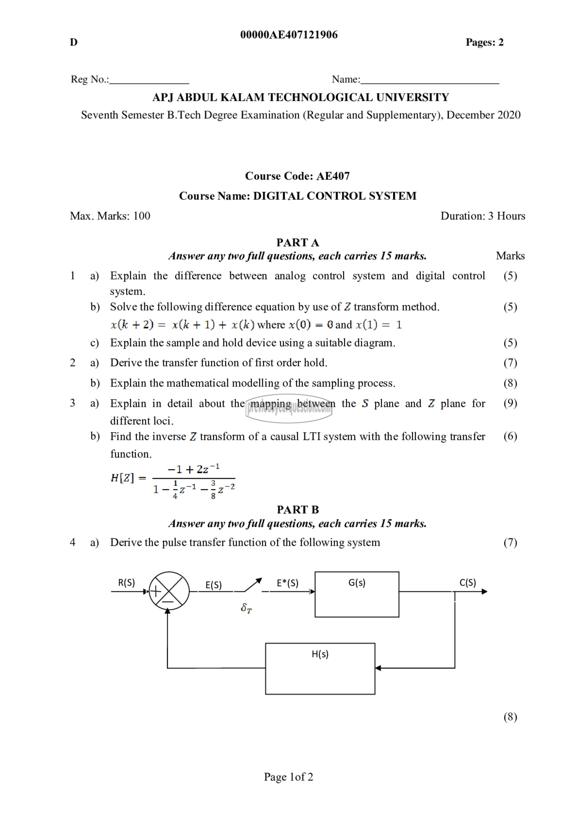 Question Paper - Digital Control System-1