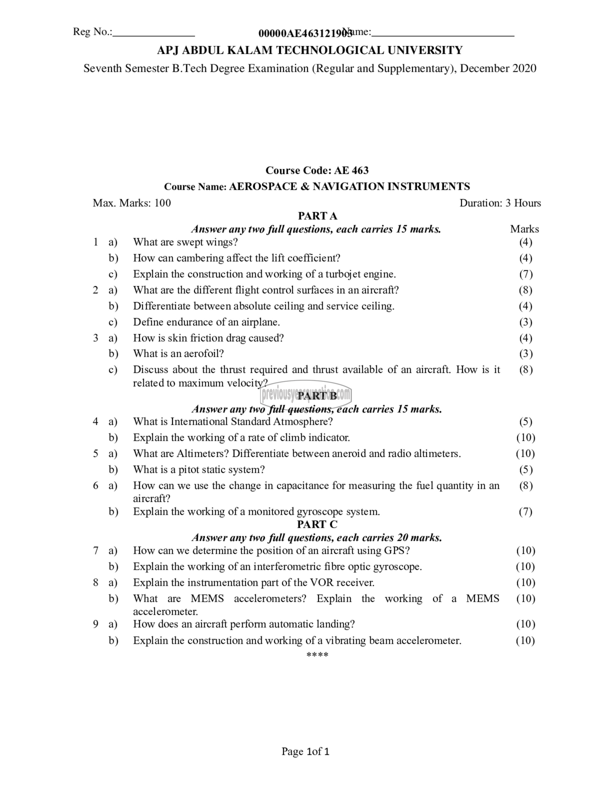 Question Paper - Aerospace & Navigation Instruments-1