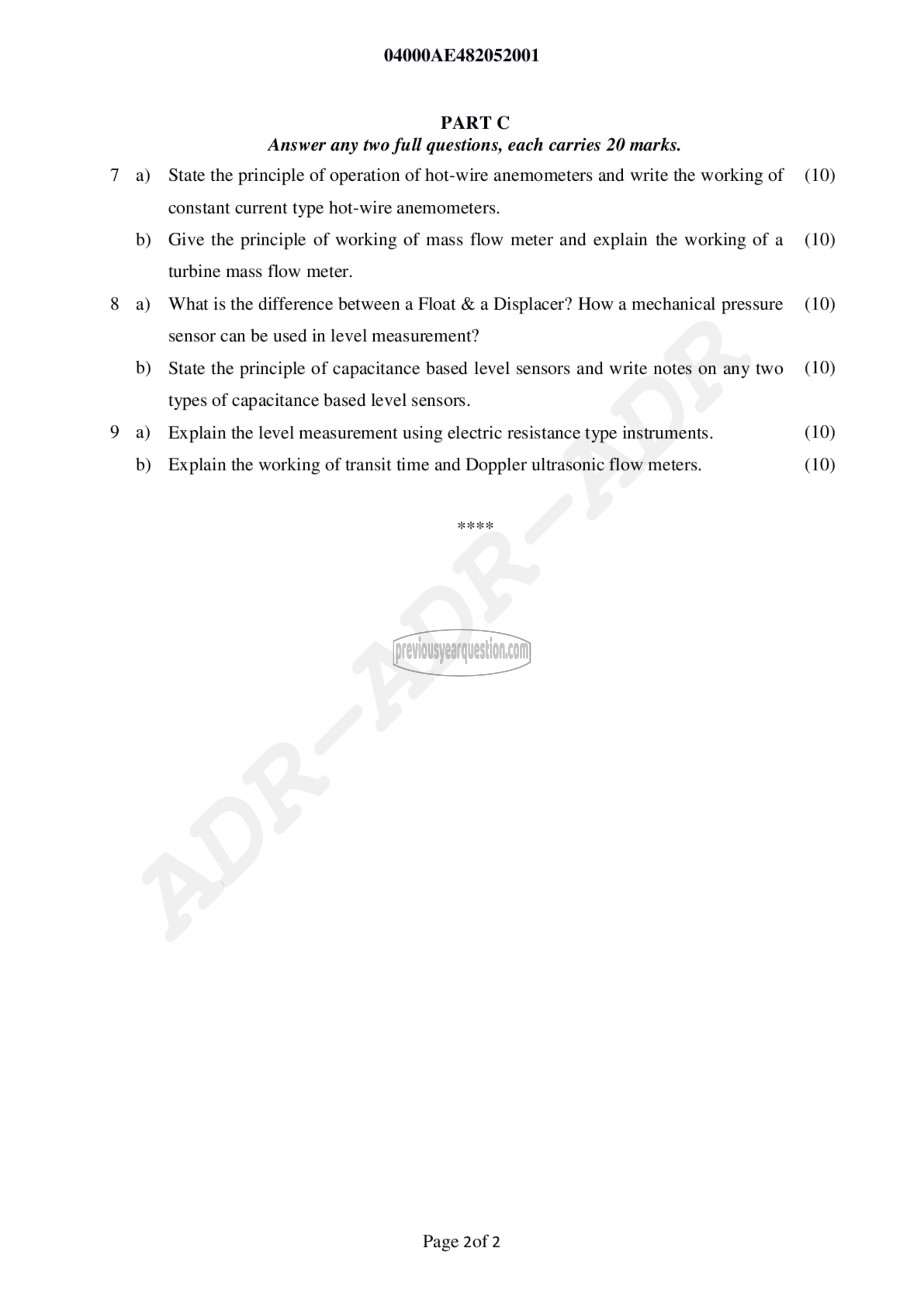 Question Paper - INDUSTRIAL INSTRUMENTATION-2