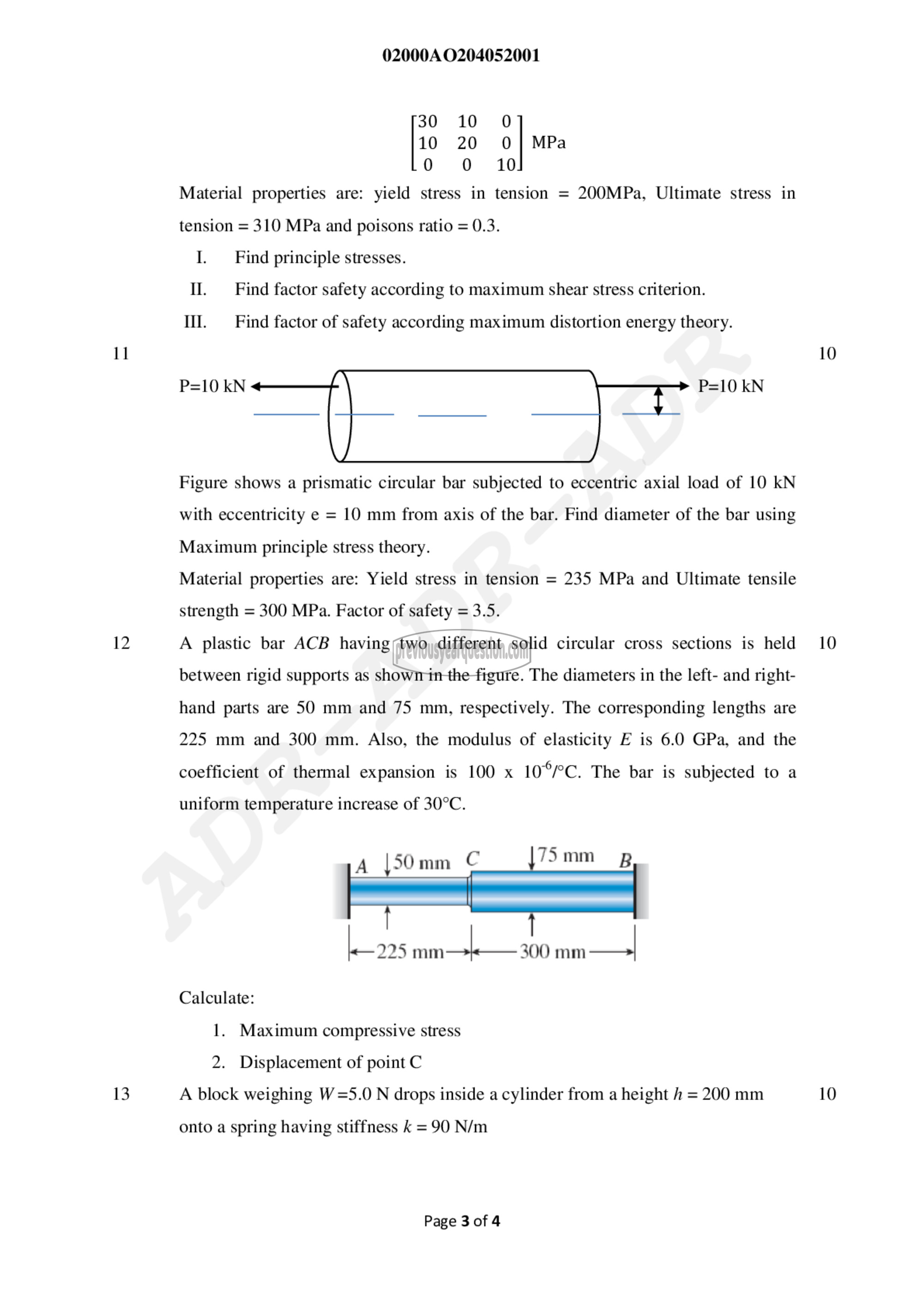 Question Paper - Aircraft Structures-I-3