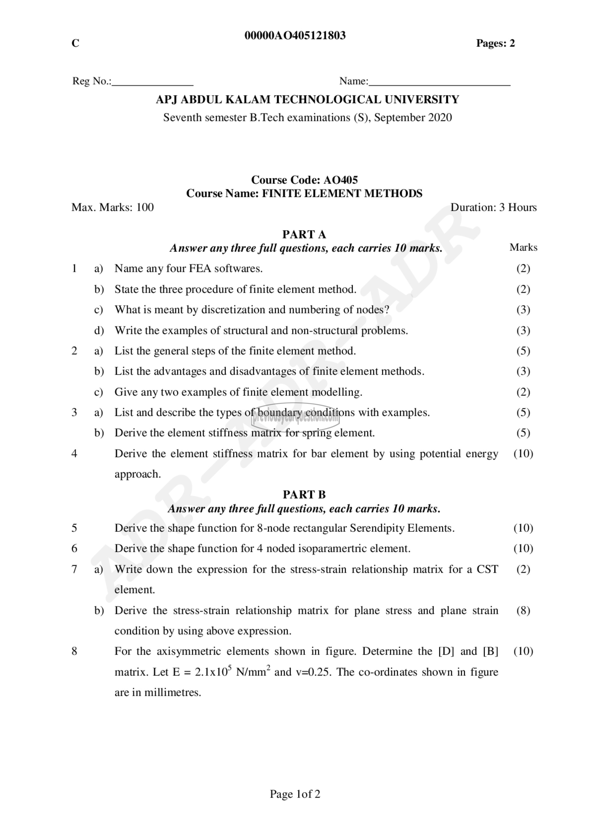 Question Paper - Finite Element Method-1