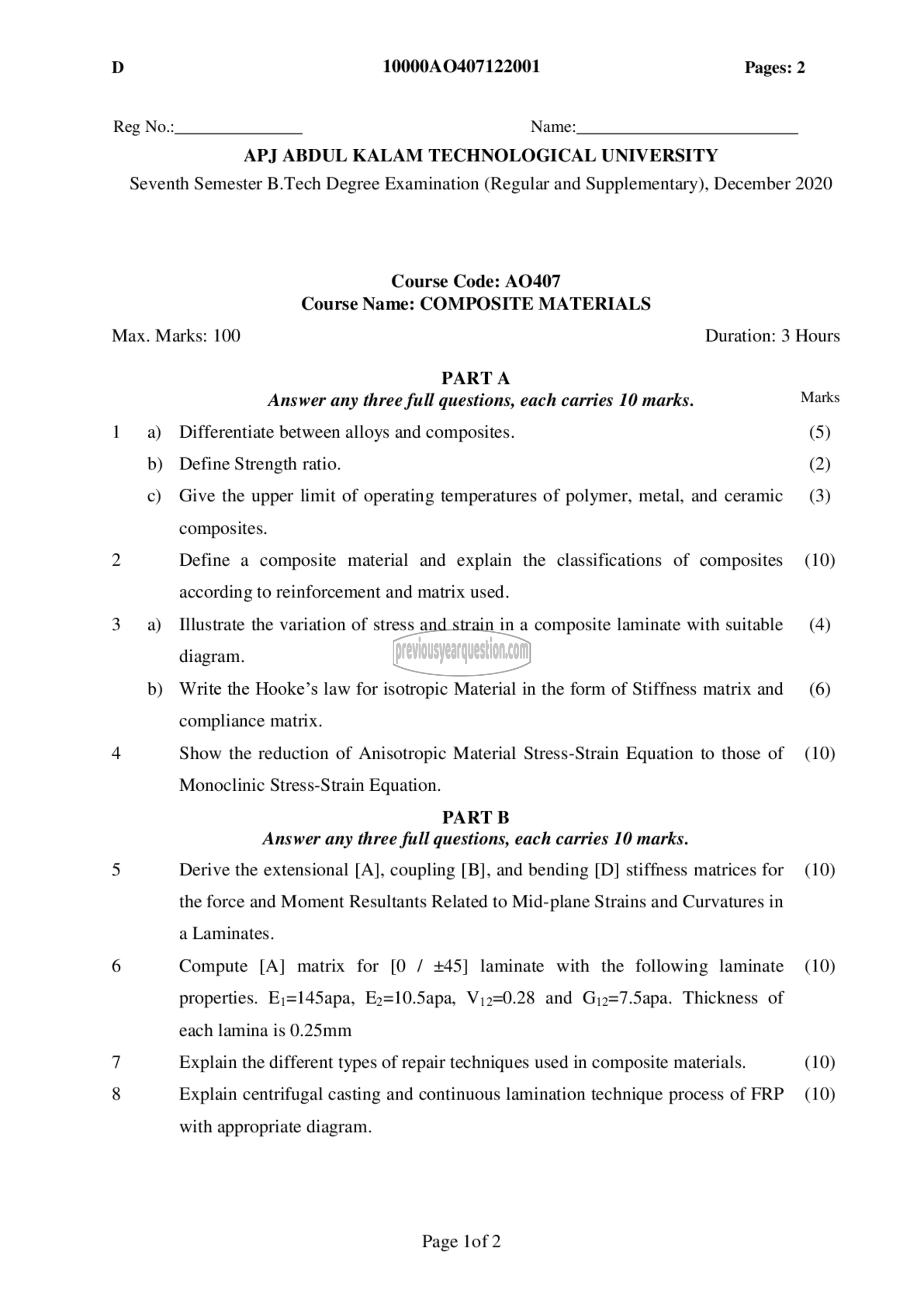 Question Paper - Composite Materials-1