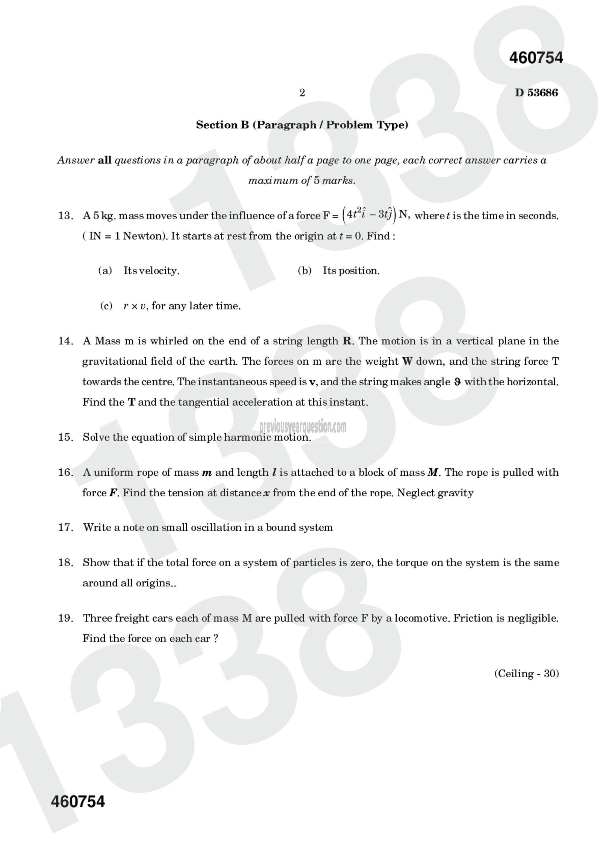 Question Paper - Mechanics I-2