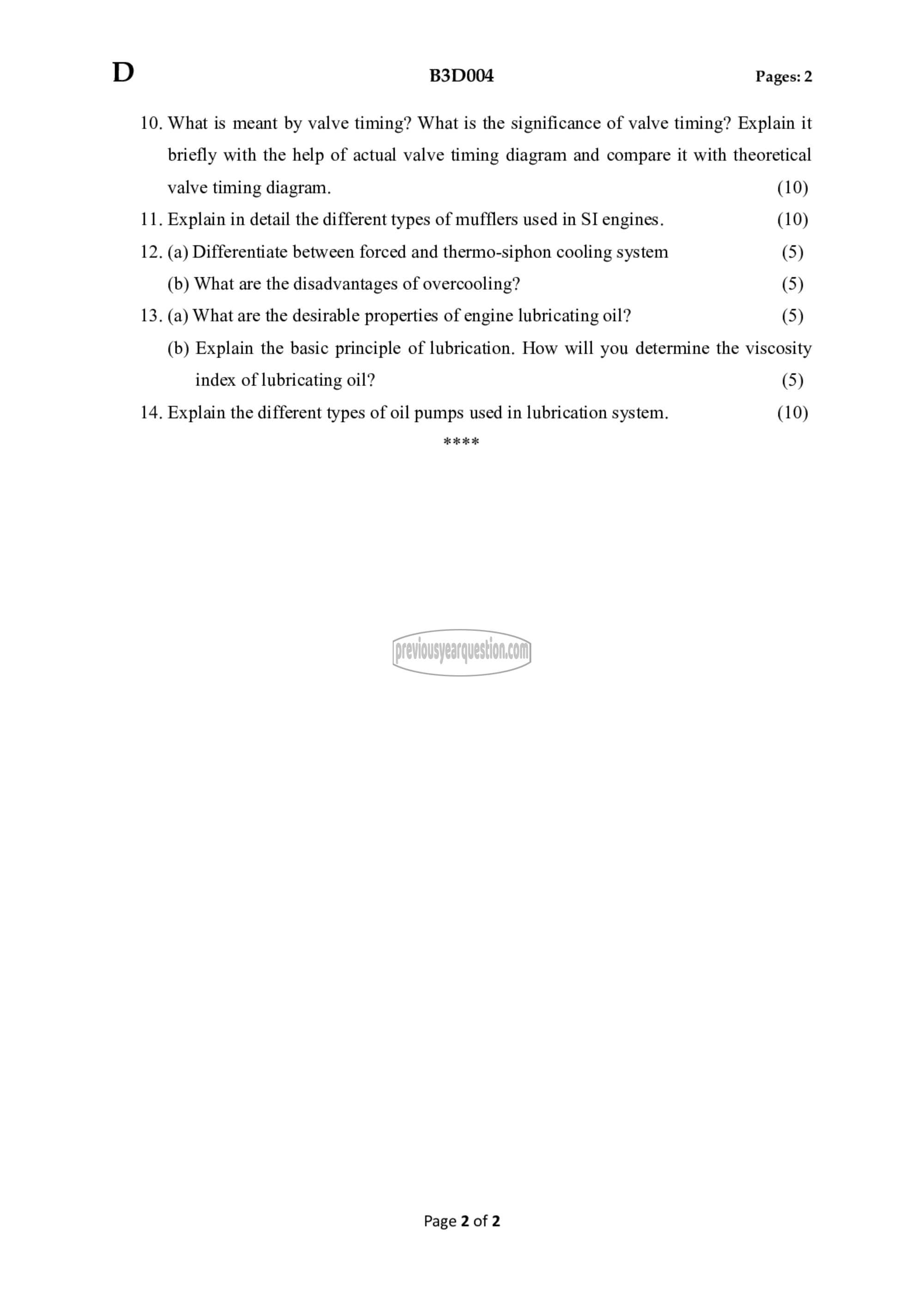 Question Paper - S I Engines & Combustion-2